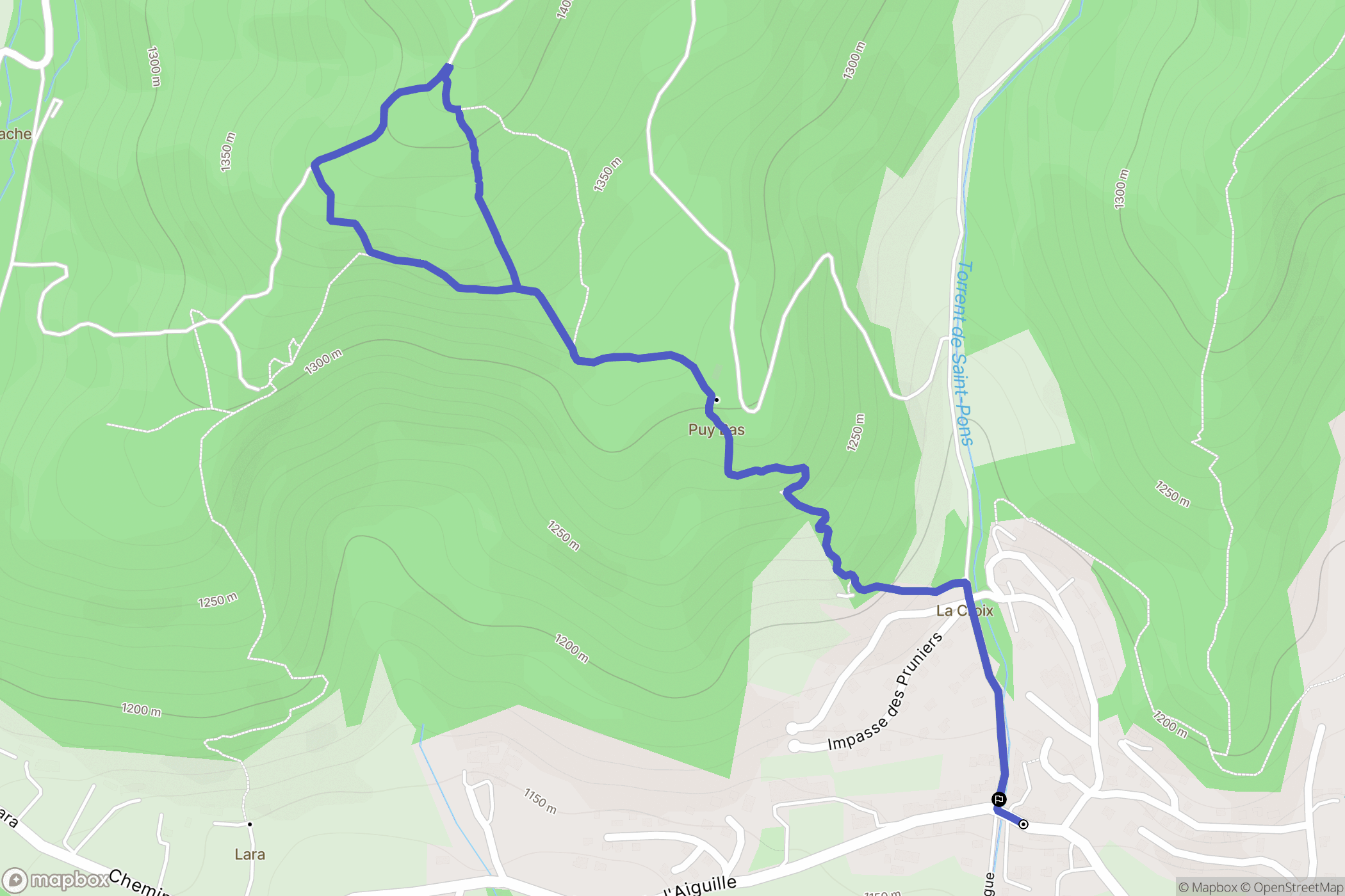 Saint-Pons : carte du parcours de randonnée - France