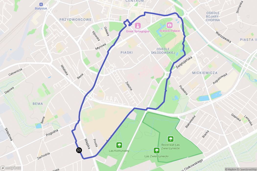 Białystok: mapa trasy - Poland