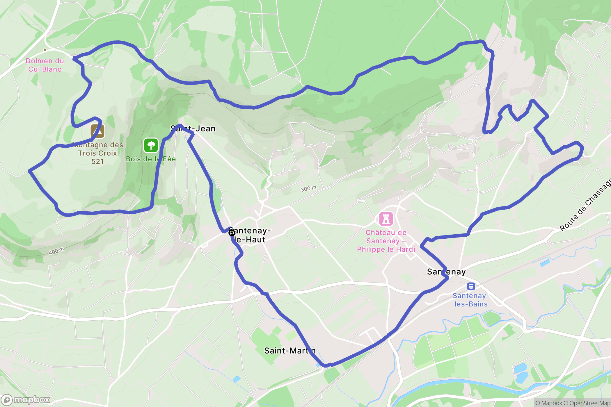 Santenay : carte du parcours de randonnée - France