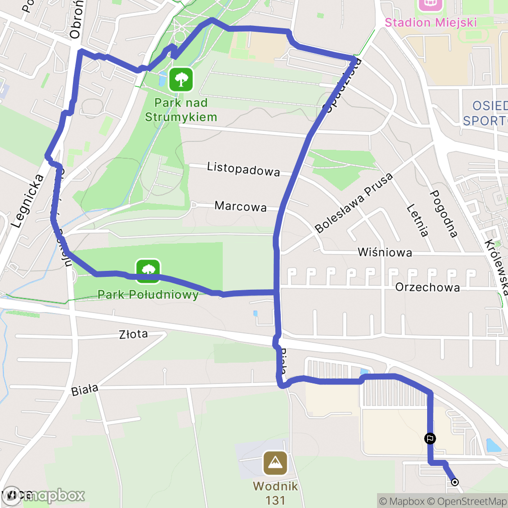 Ruszowice: mapa trasy - Poland