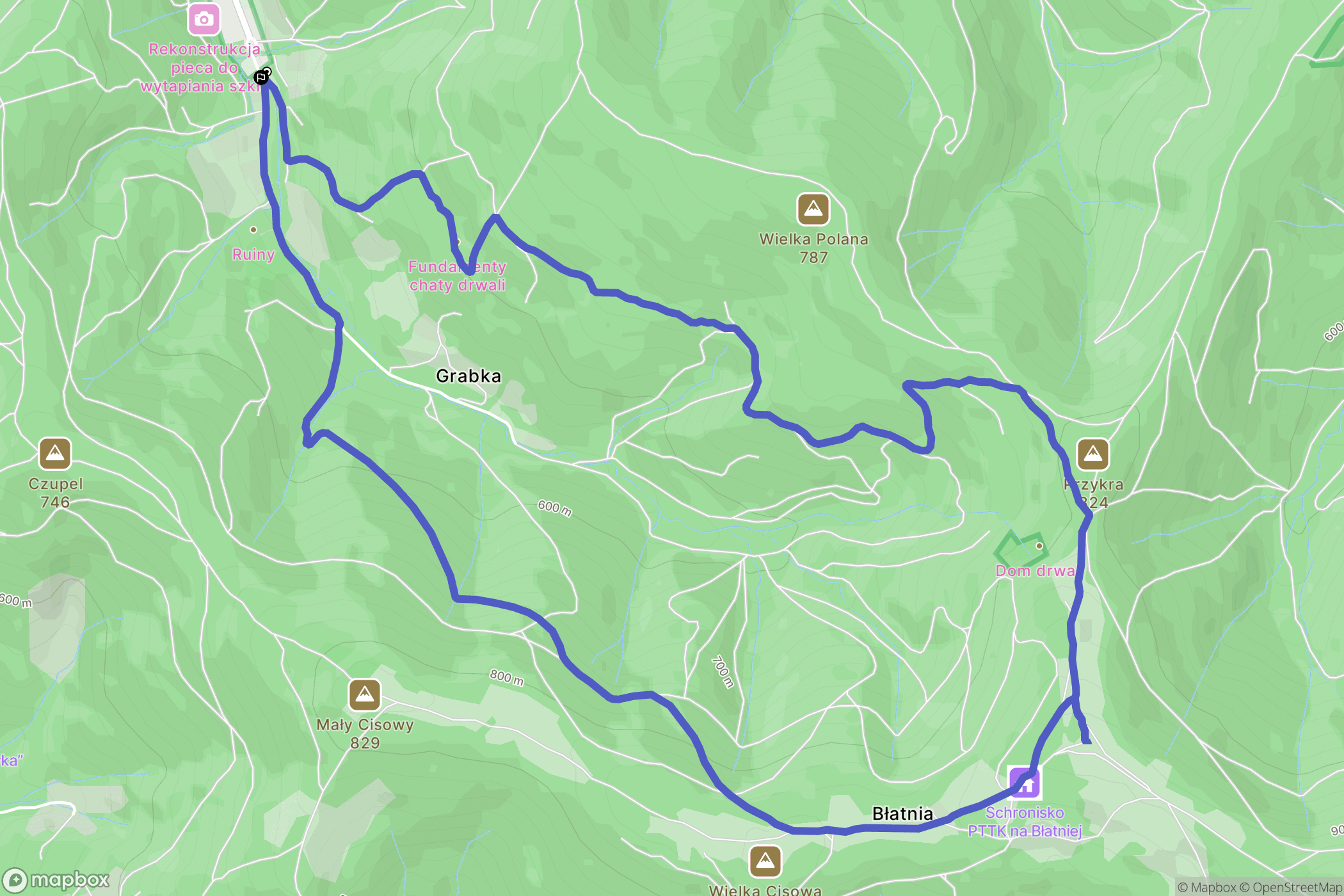 Brenna: mapa trasy - Poland