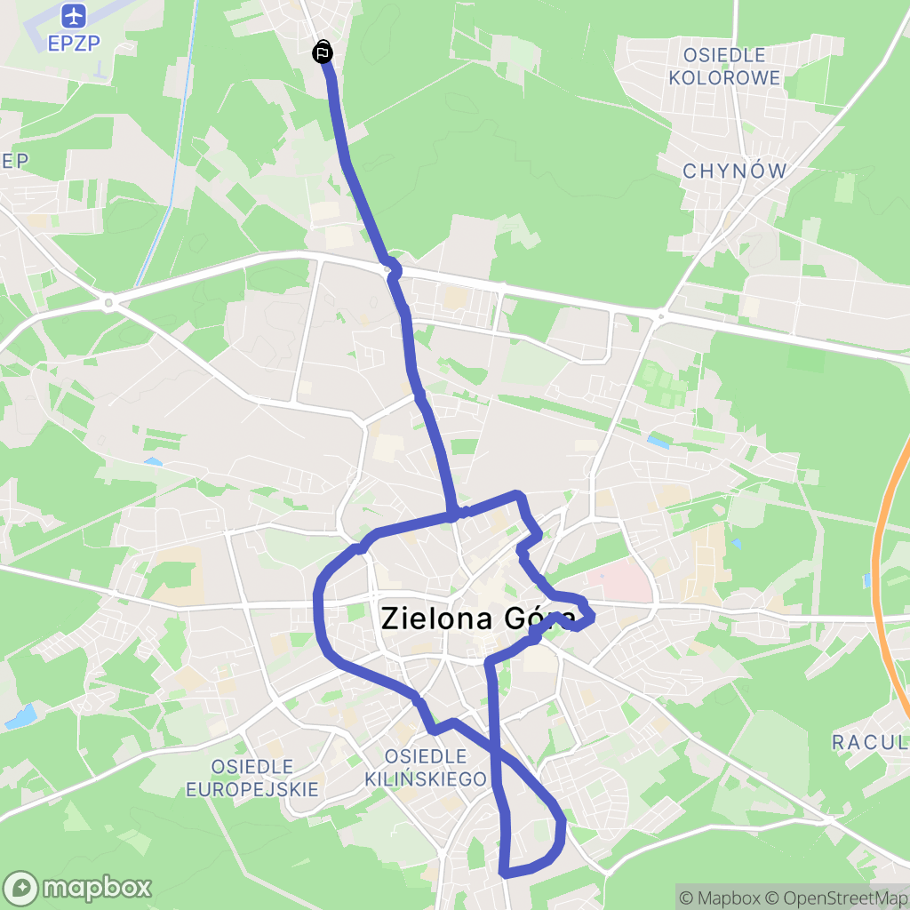 Zielona Góra: mapa trasy - Poland