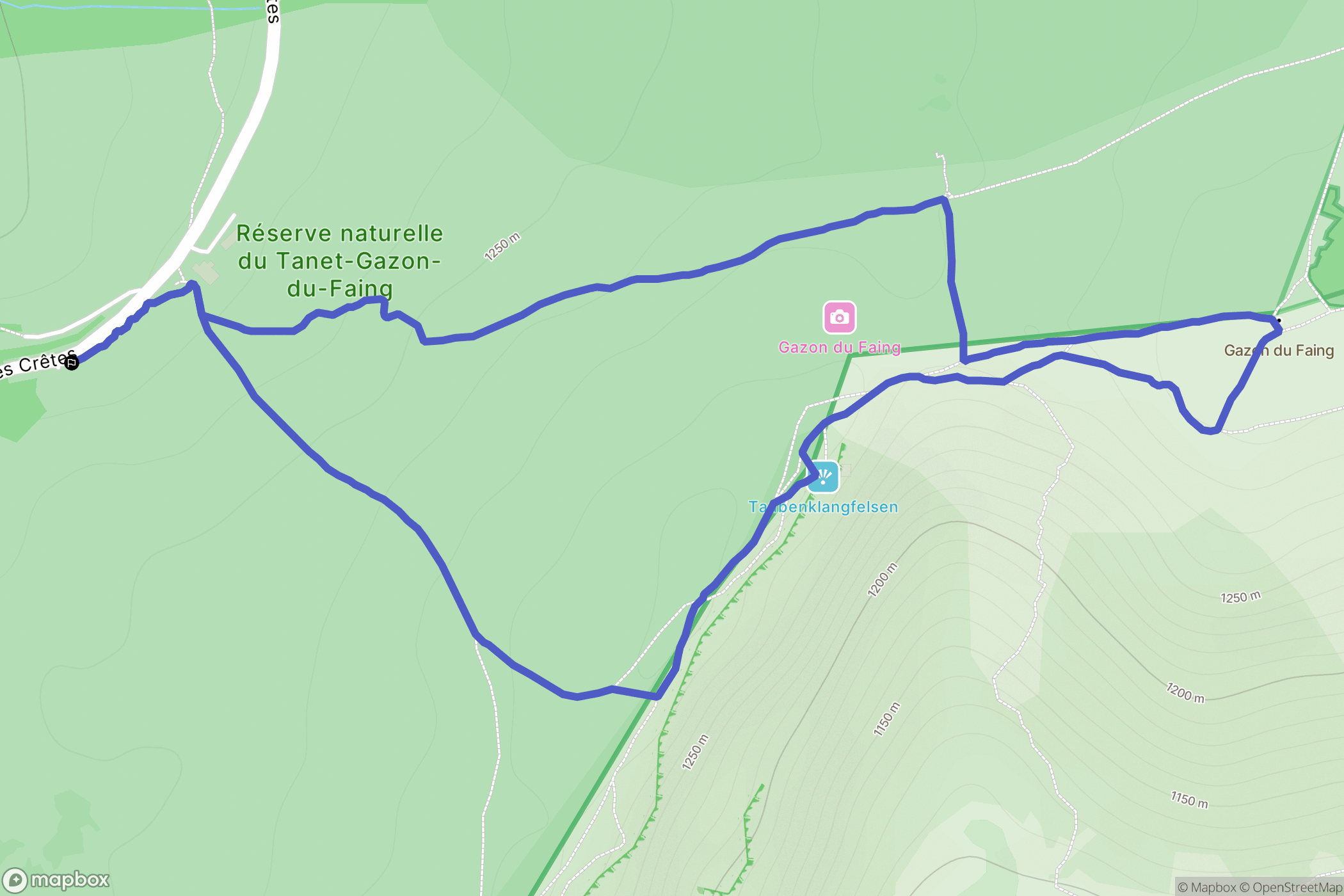 Le Valtin : carte du parcours de randonnée - France