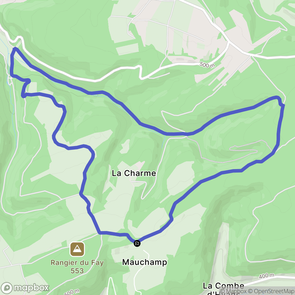 Rémondans-Vaivre : carte du parcours de randonnée - France