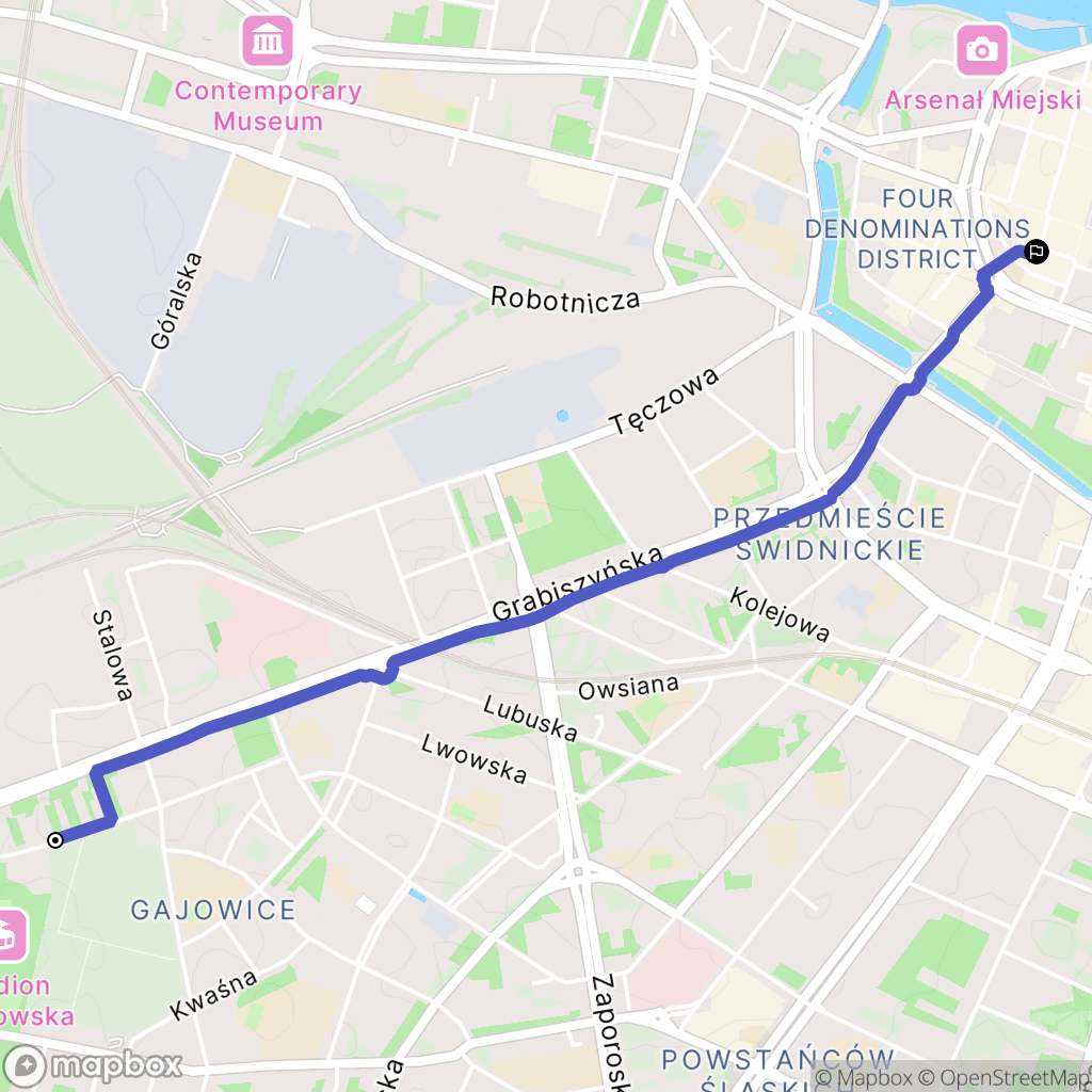 Wrocław: mapa trasy - Poland