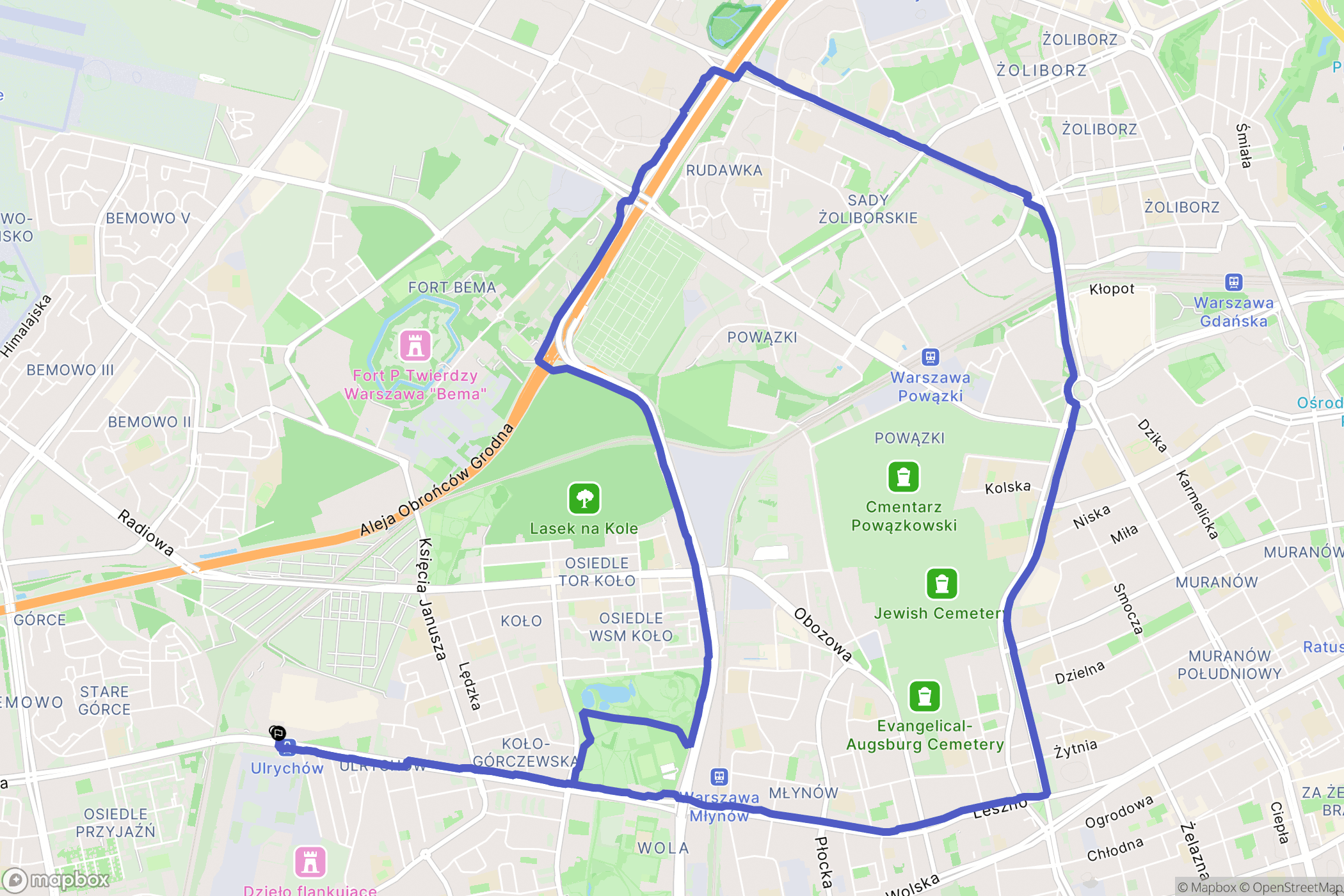 Warszawa: mapa trasy - Poland