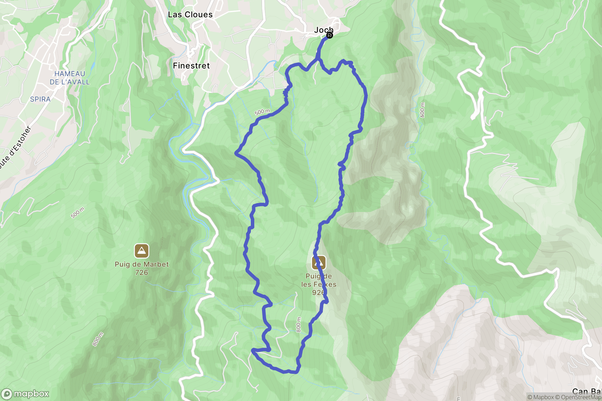 Joch : carte du parcours de randonnée - France