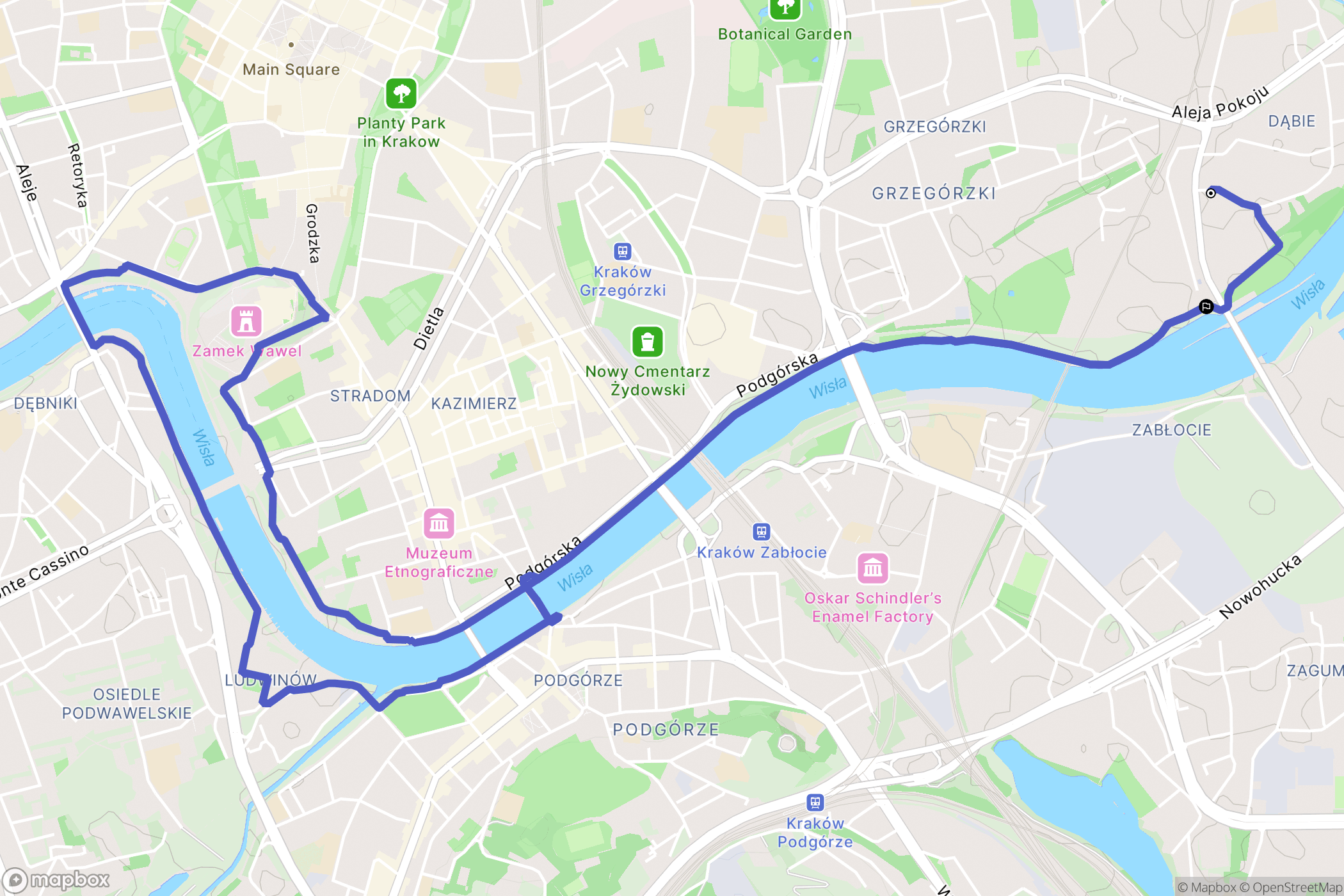 Kraków: mapa trasy - Poland