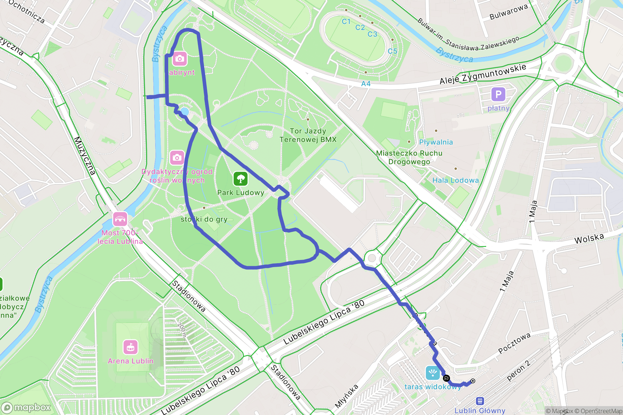 Lublin: mapa trasy - Poland
