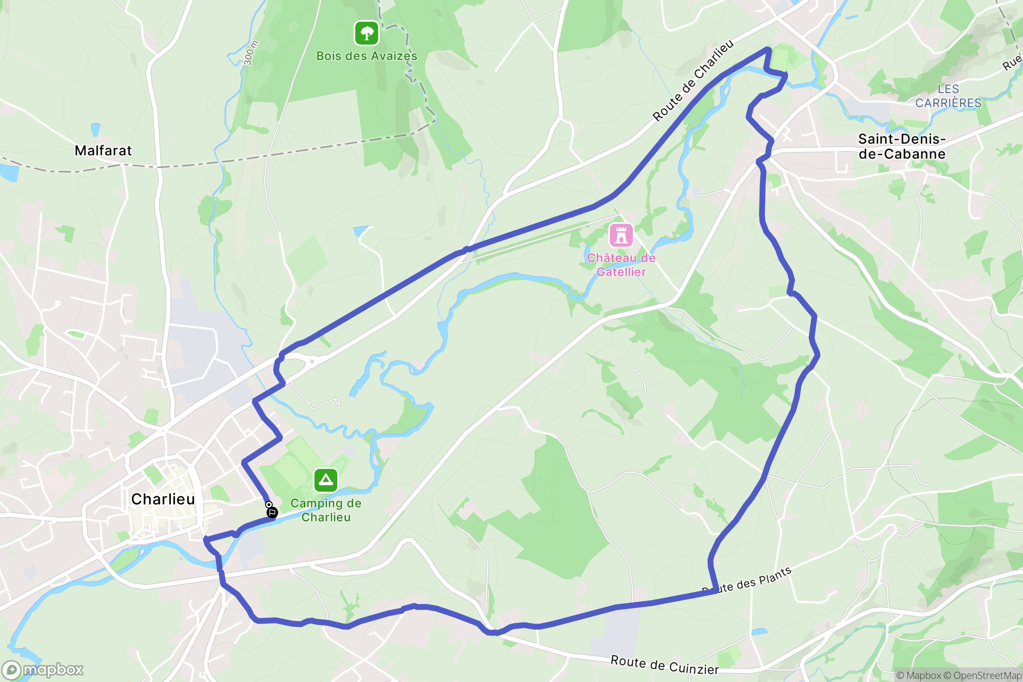 Charlieu : carte du parcours de randonnée - France