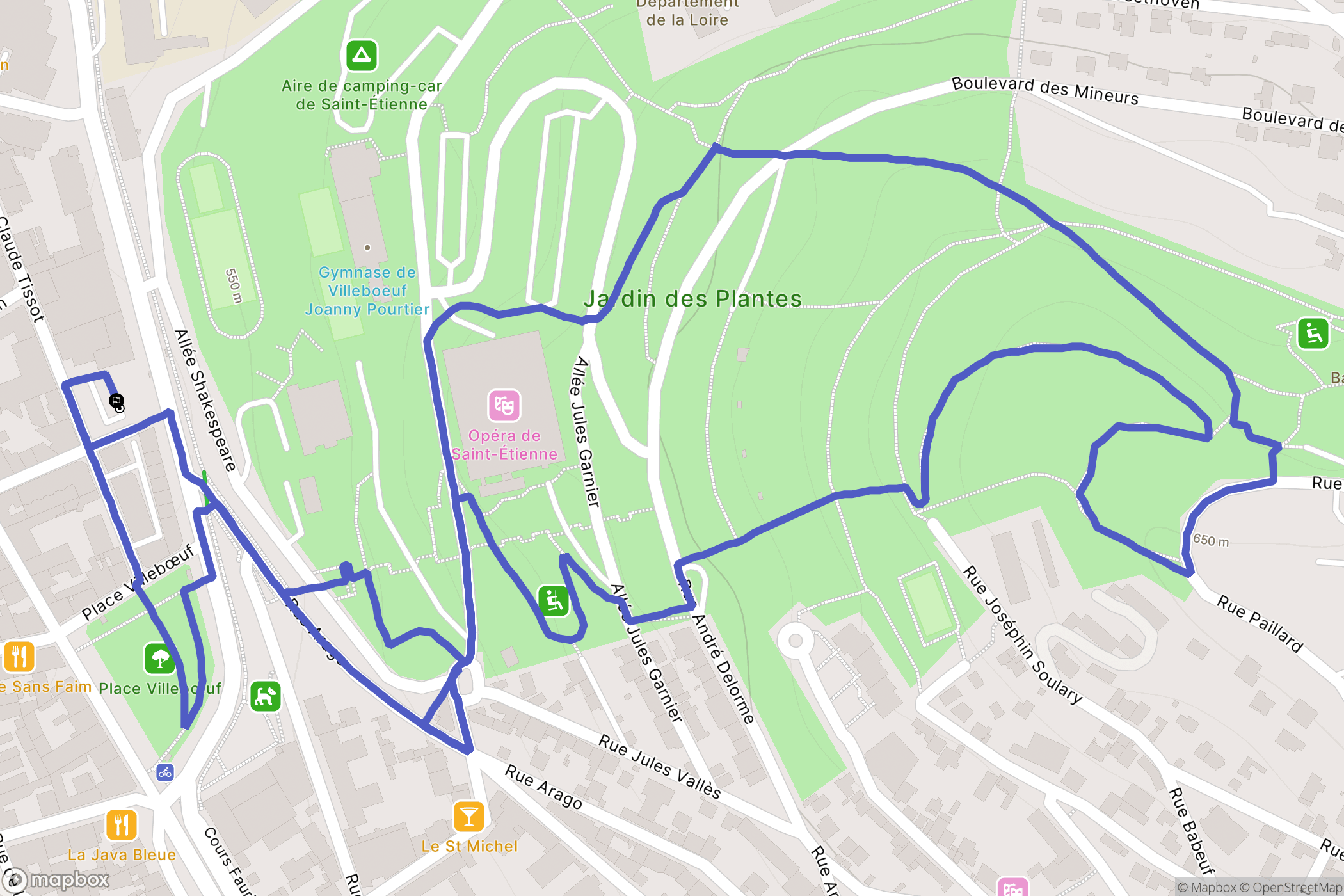 Saint-Étienne : carte du parcours de randonnée - France