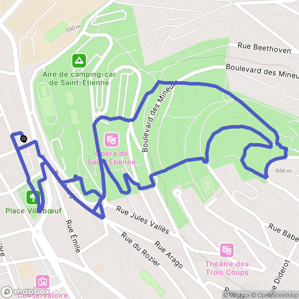 Saint-Étienne : carte du parcours de randonnée - France