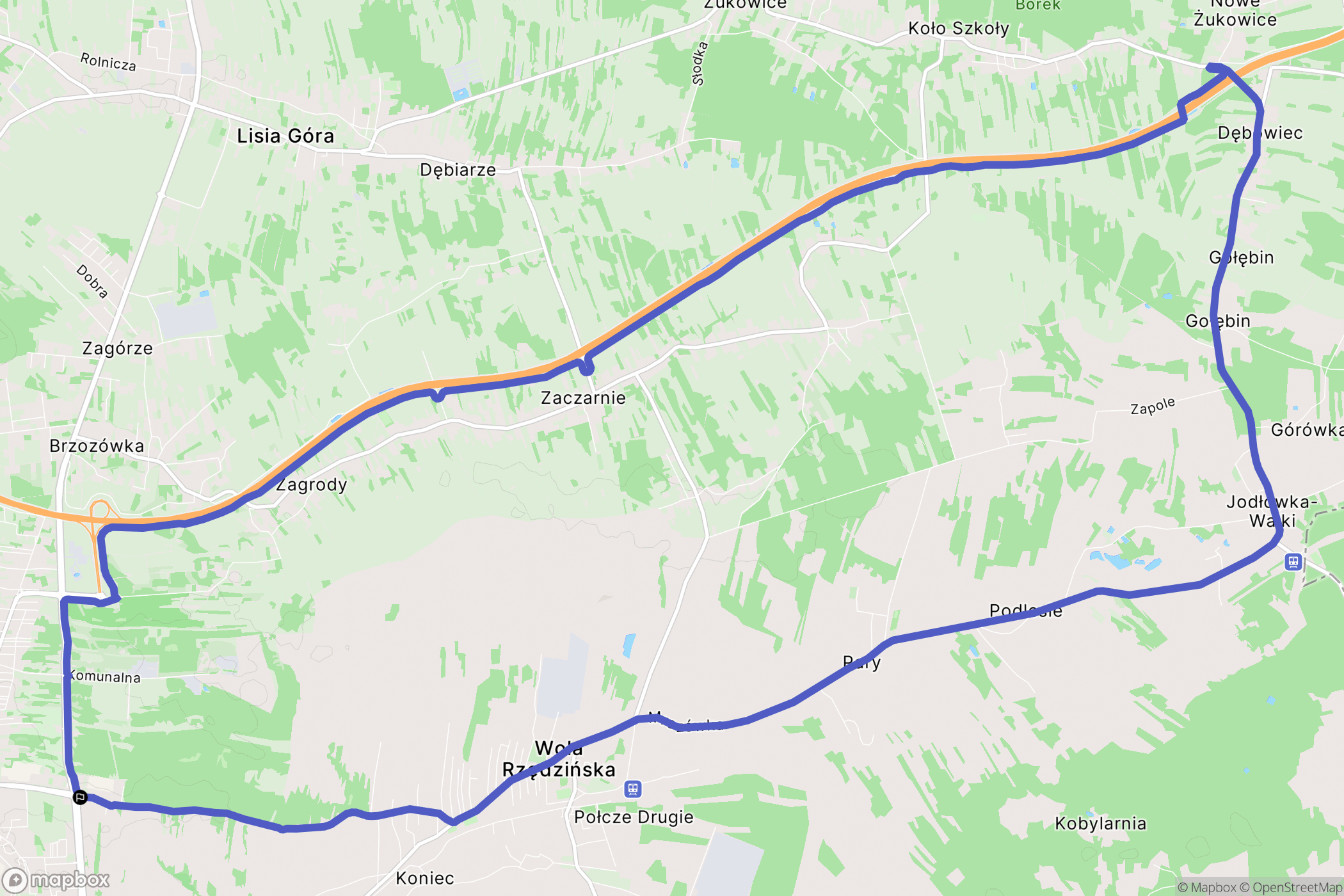 Tarnów: mapa trasy - Poland