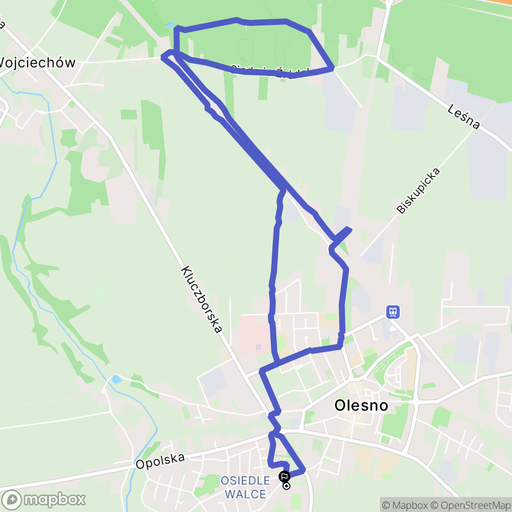 Olesno: mapa trasy - Poland
