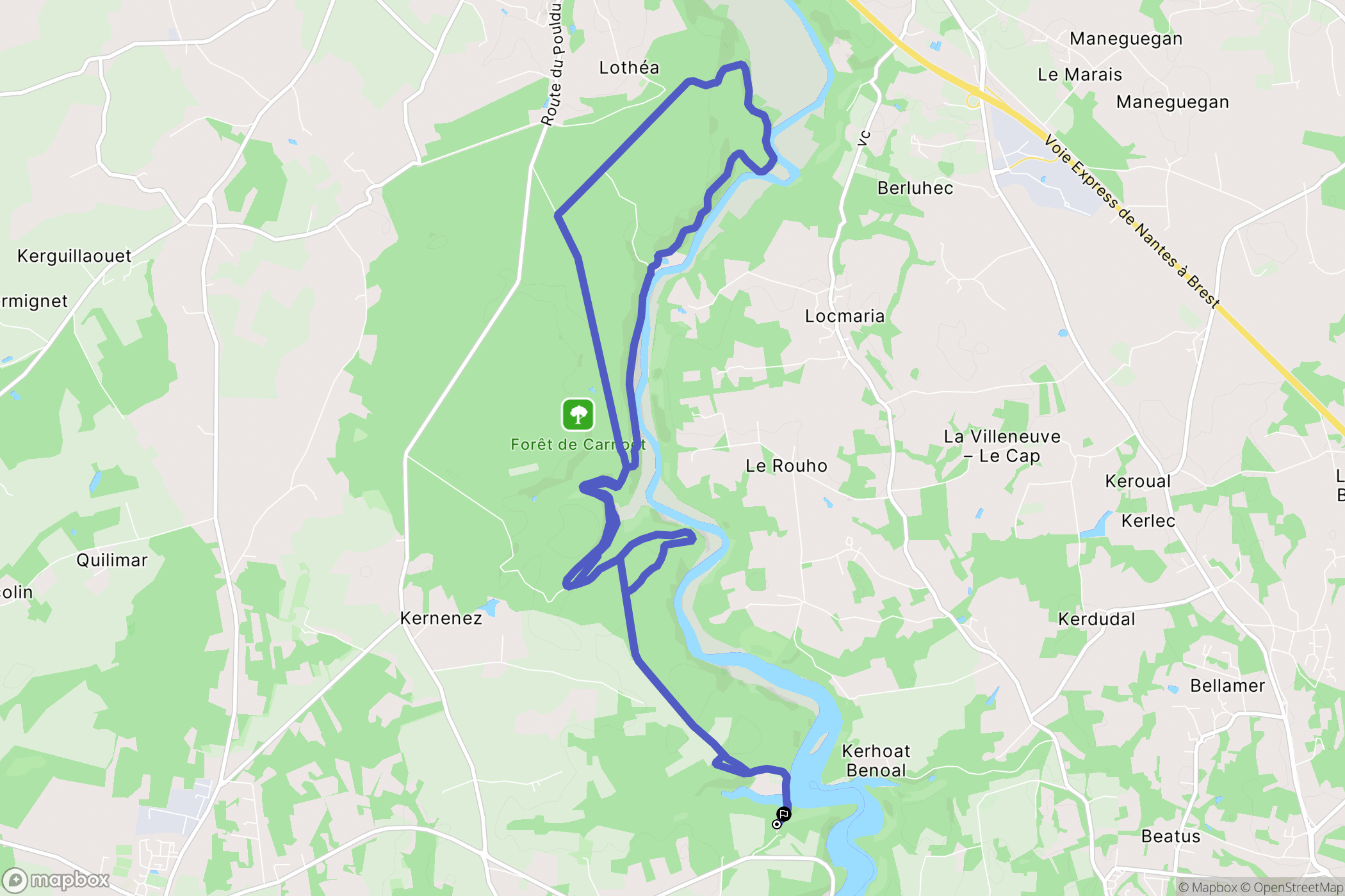 Clohars-Carnoët : carte du parcours de randonnée - France