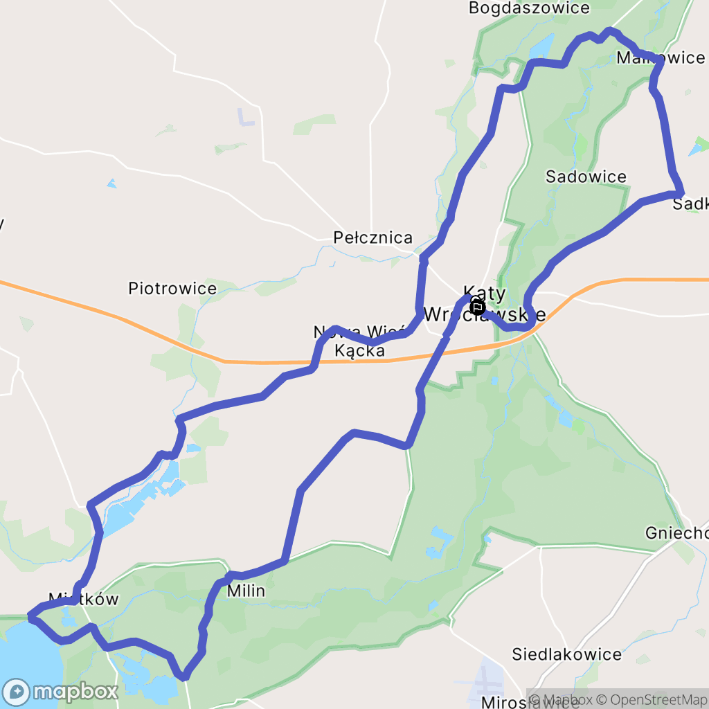 Kąty Wrocławskie: mapa trasy - Poland