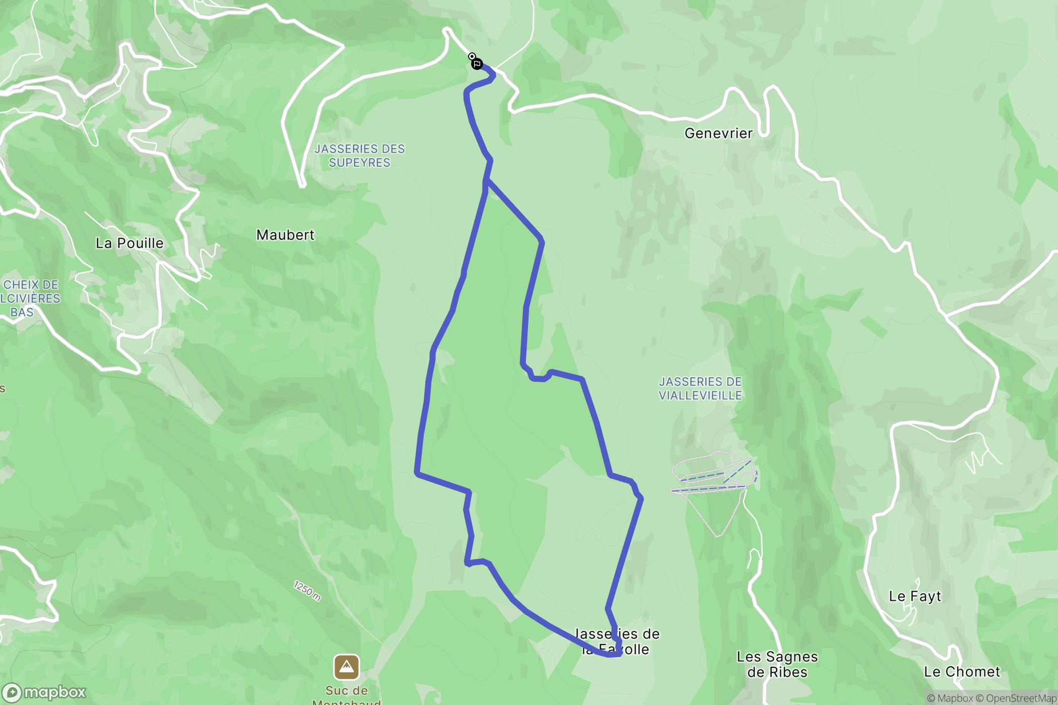 Valcivières : carte du parcours de randonnée - France