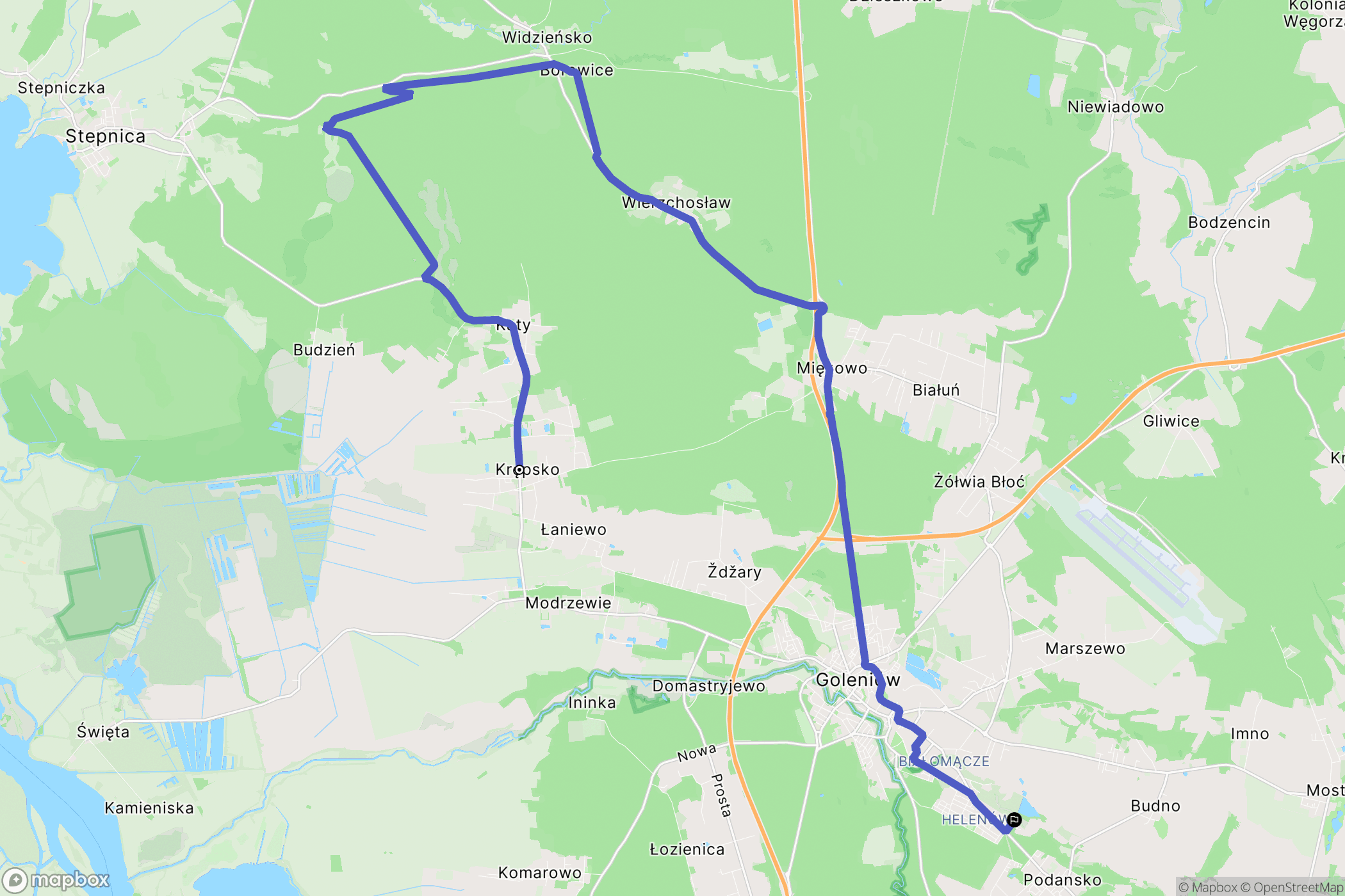 Krępsko: mapa trasy - Poland