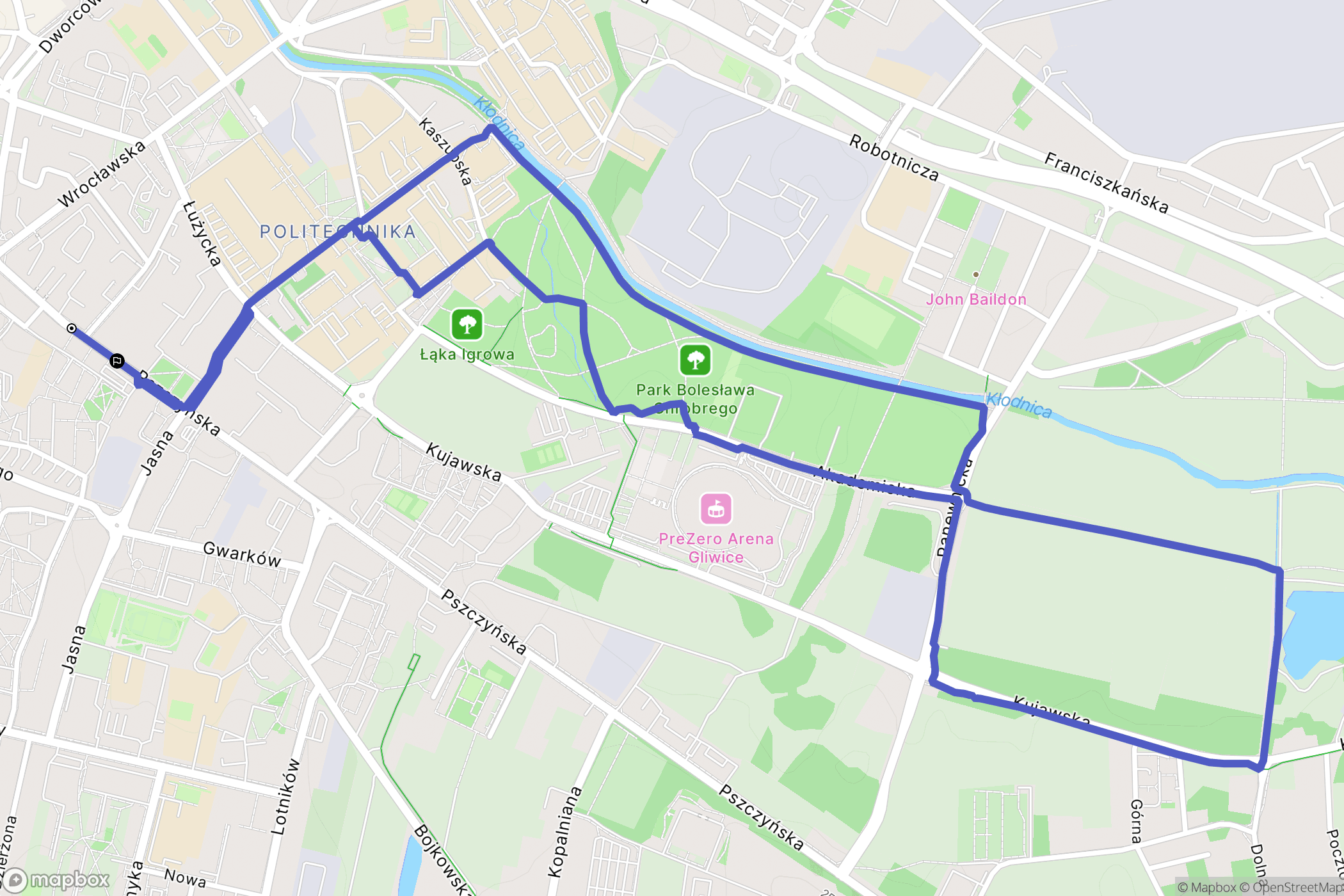 Gliwice: mapa trasy - Poland