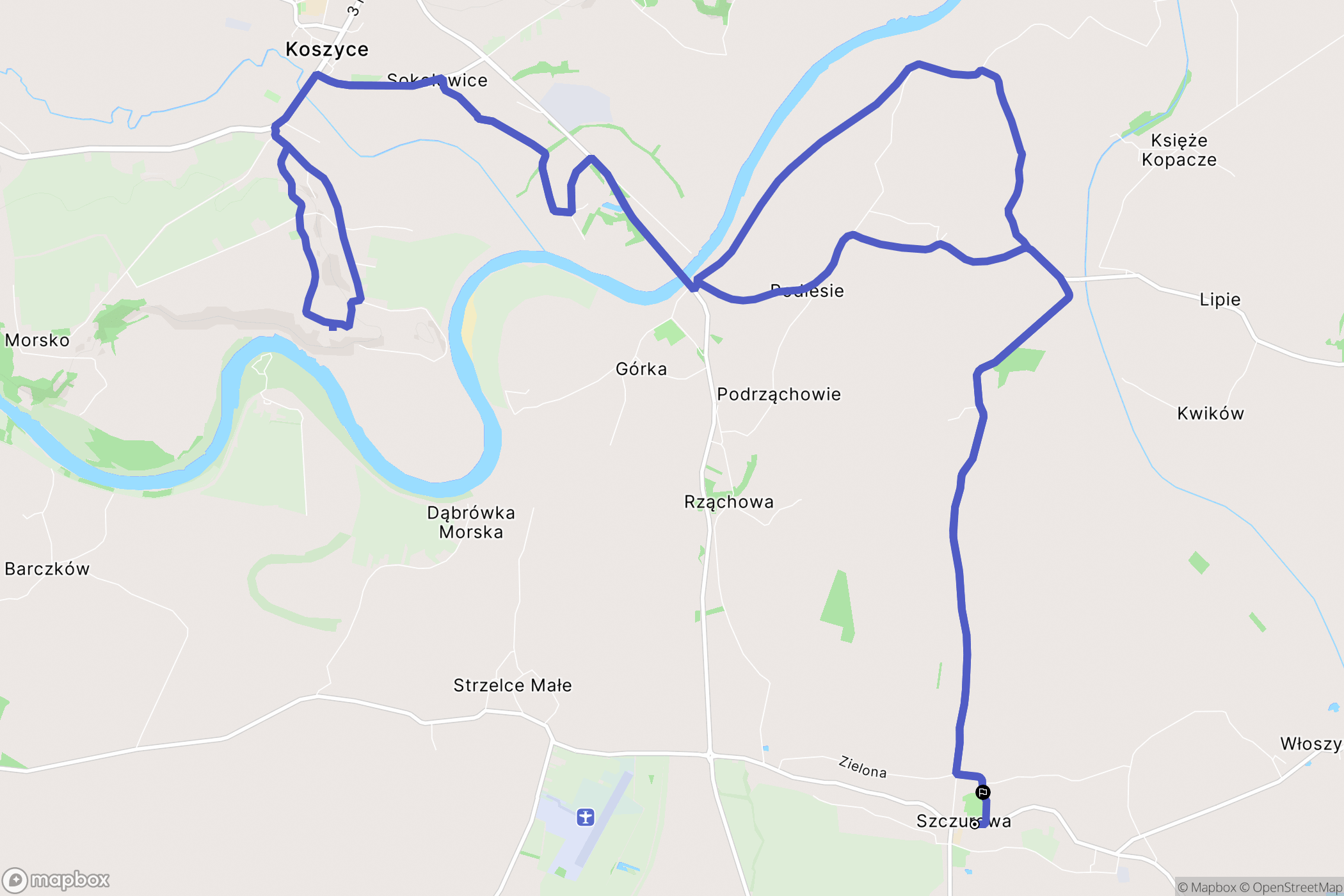 Szczurowa: mapa trasy - Poland