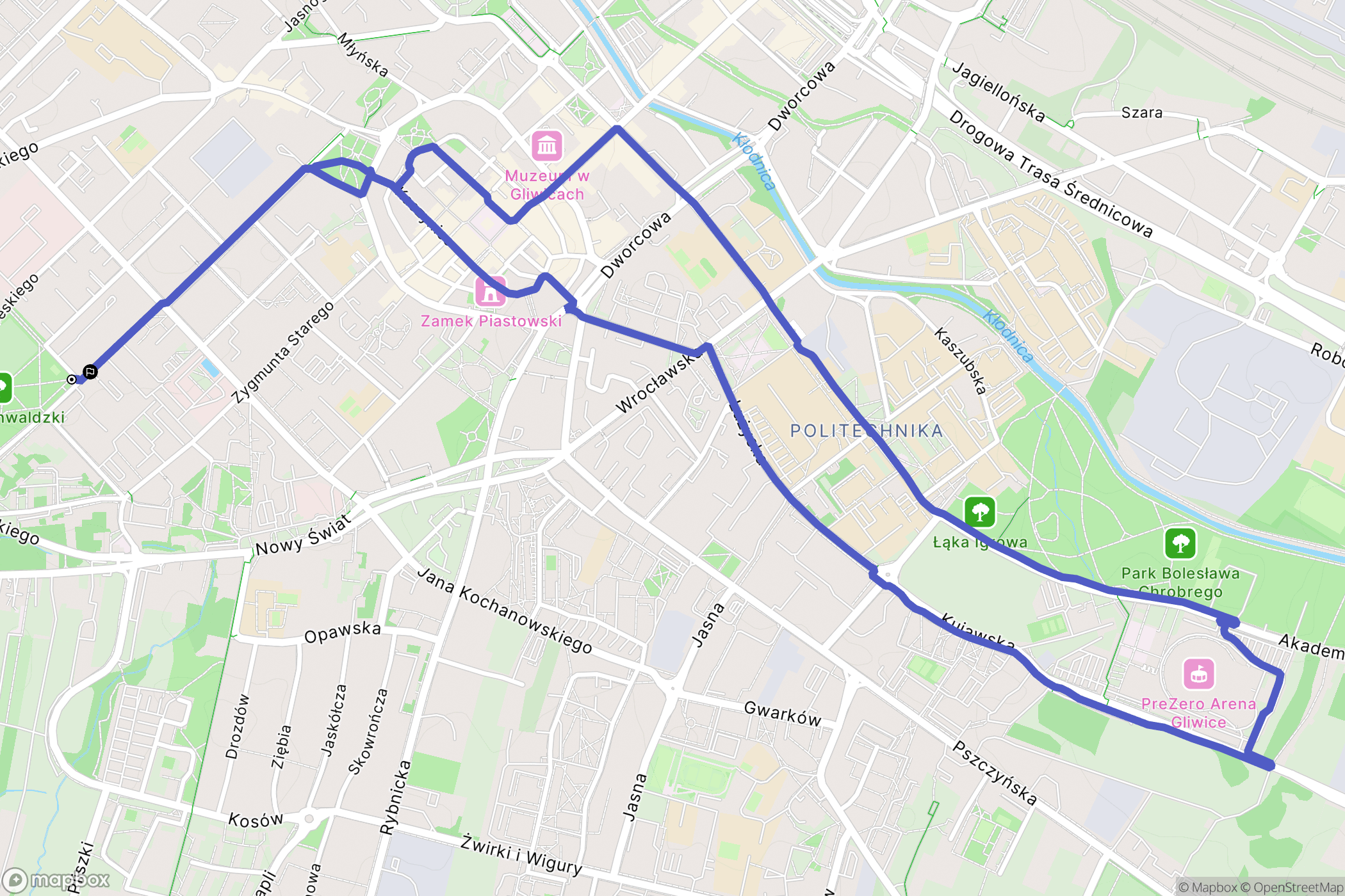 Gliwice: mapa trasy - Poland