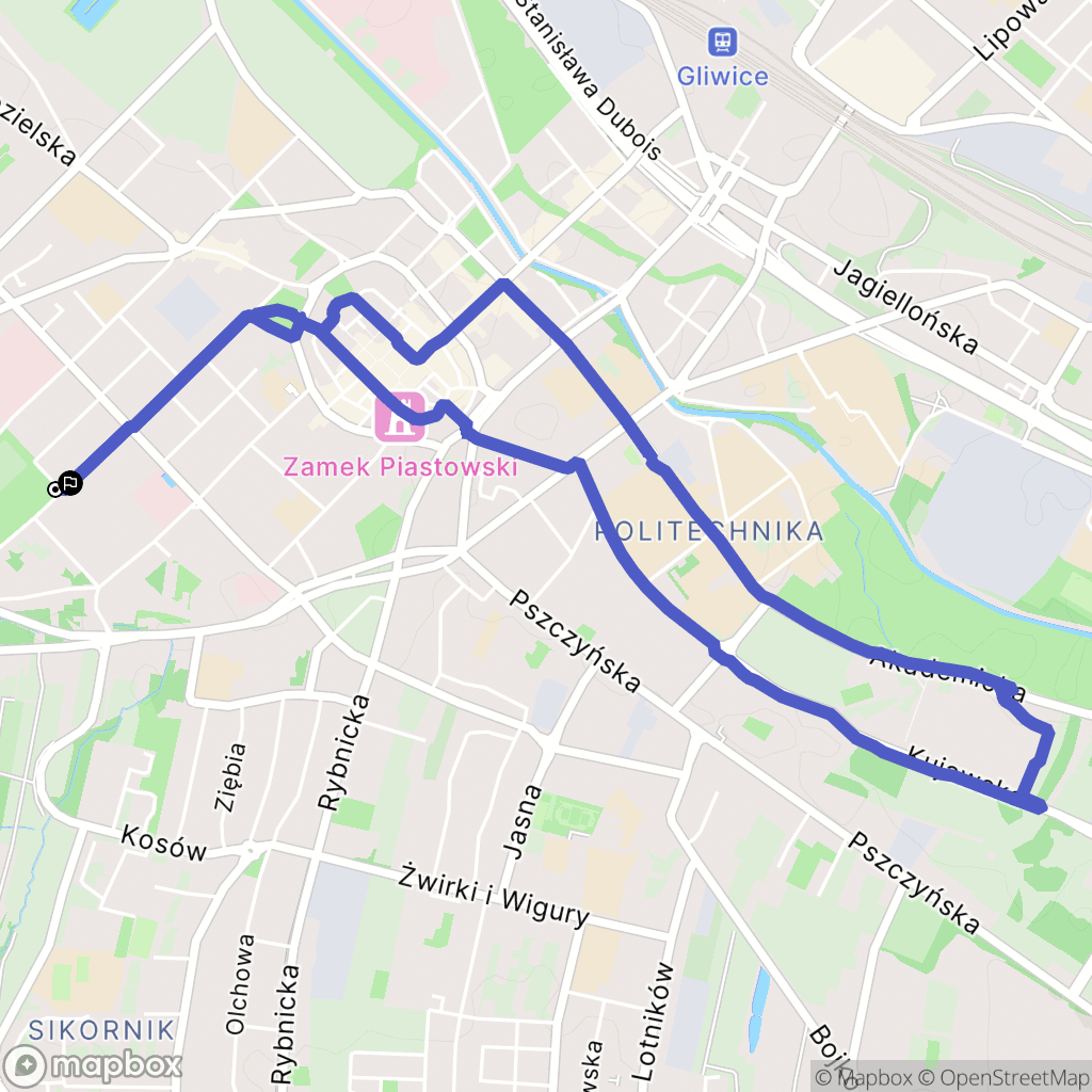 Gliwice: mapa trasy - Poland
