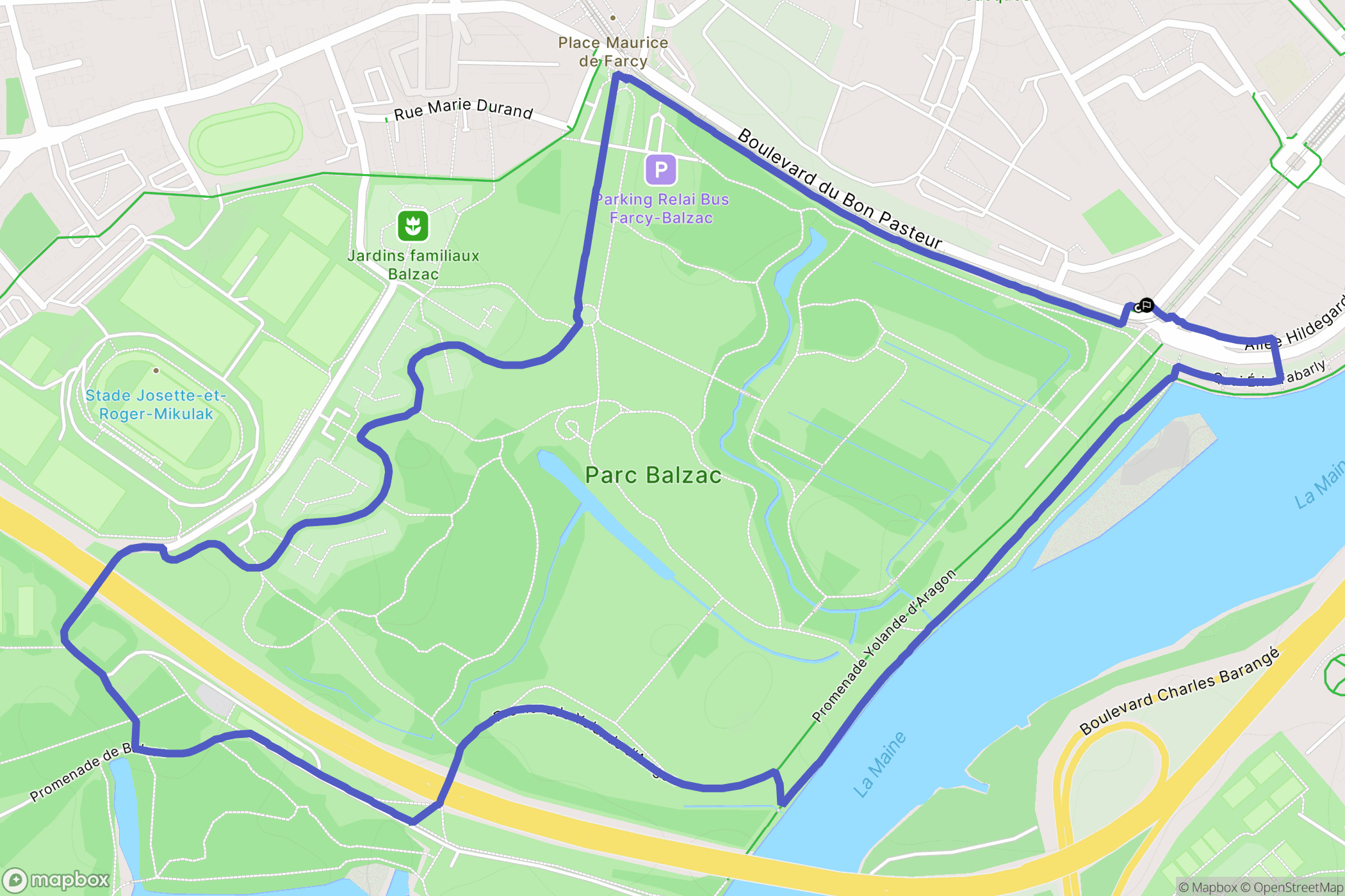 Angers : carte du parcours de randonnée - France