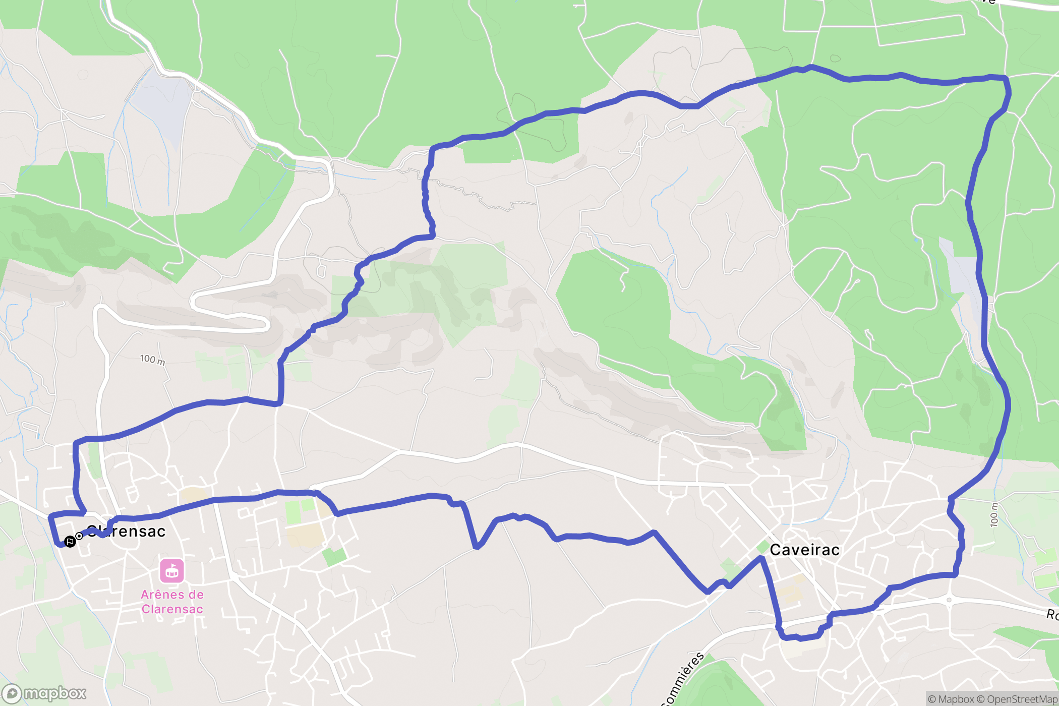 Clarensac : carte du parcours de randonnée - France