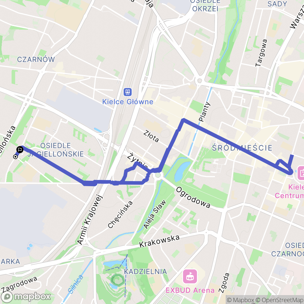Kielce: mapa trasy - Poland