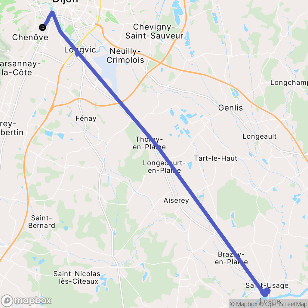 Chenôve : carte du parcours de randonnée - France