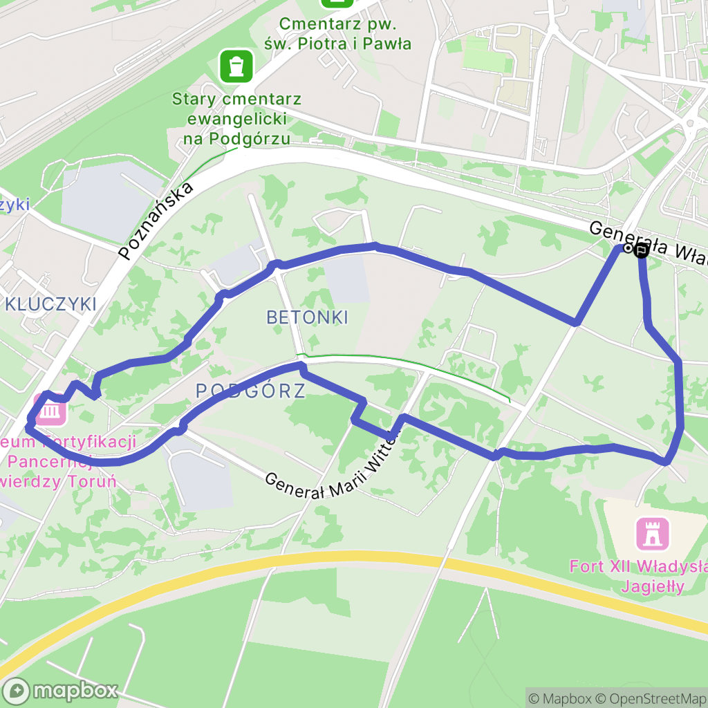 Toruń: mapa trasy - Poland