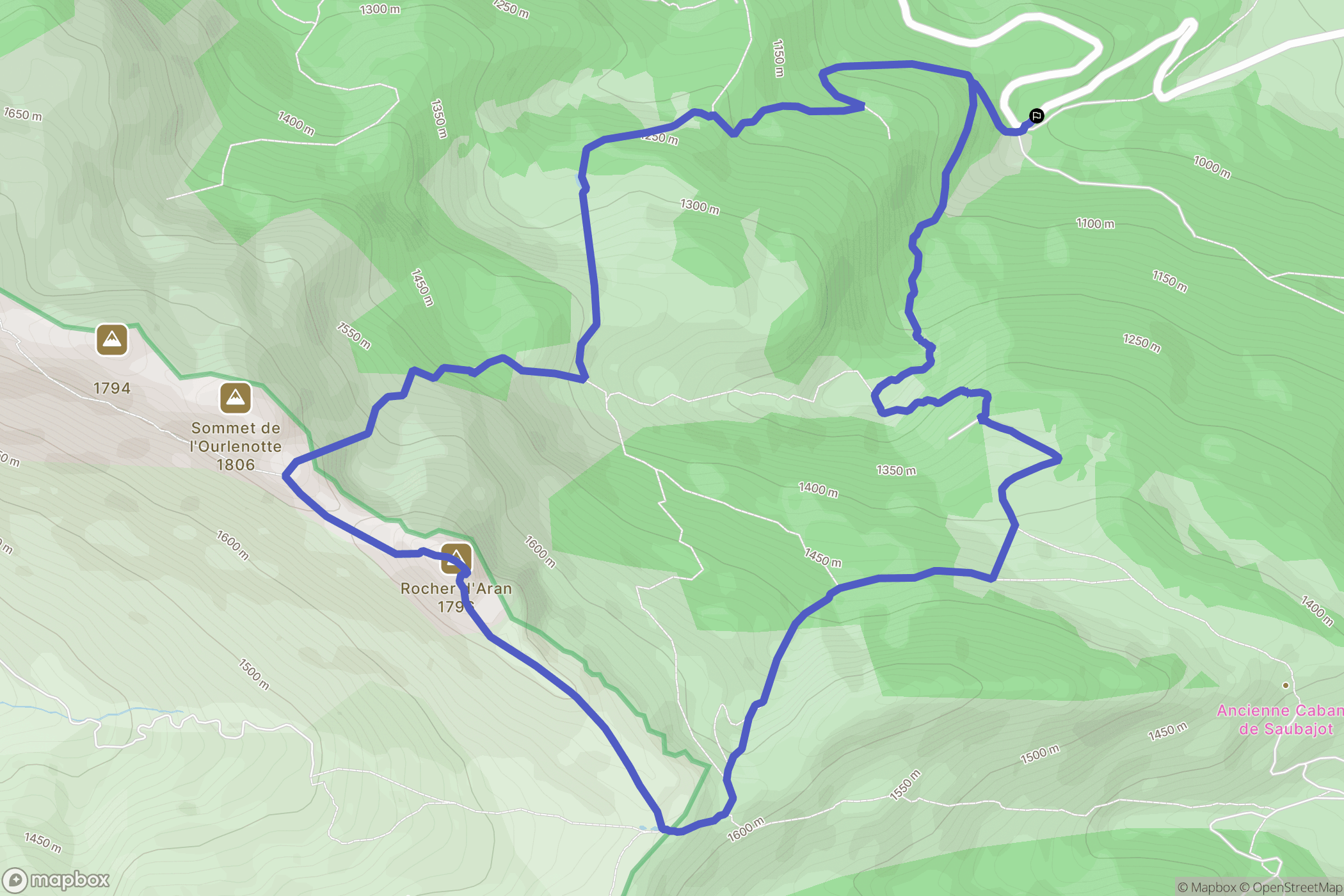 Bielle : carte du parcours de randonnée - France
