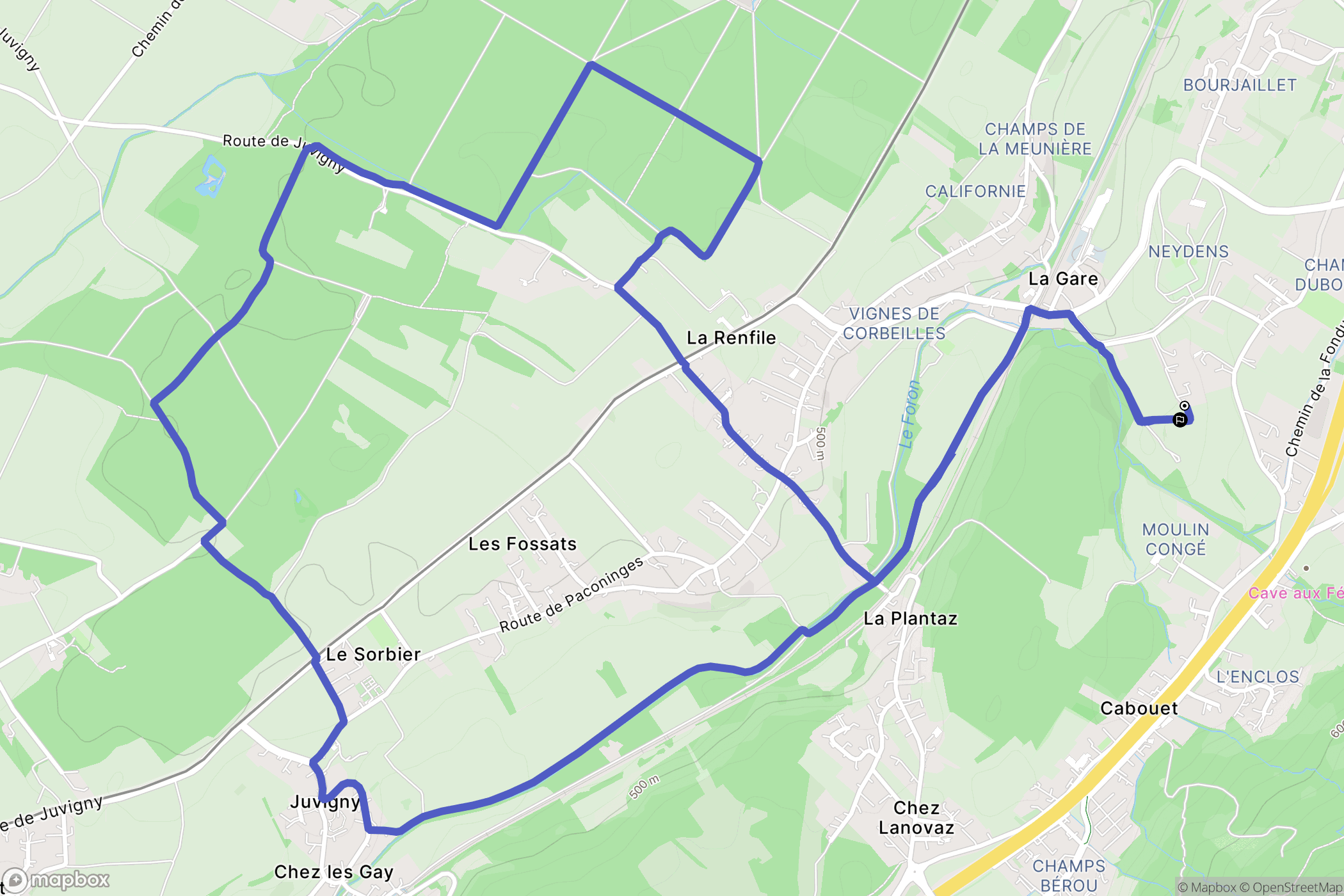 Saint-Cergues : carte du parcours de randonnée - France
