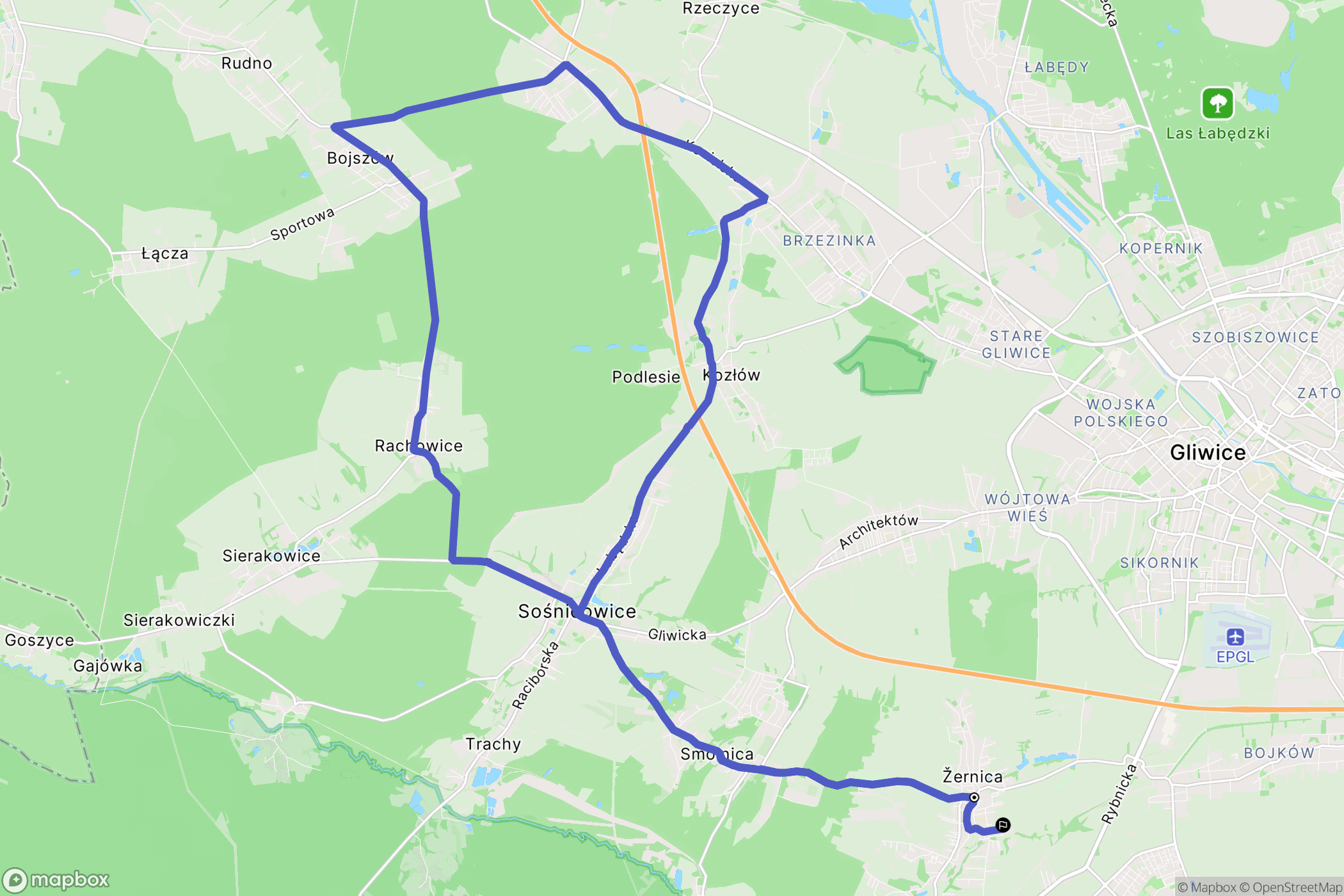 Żernica: mapa trasy - Poland