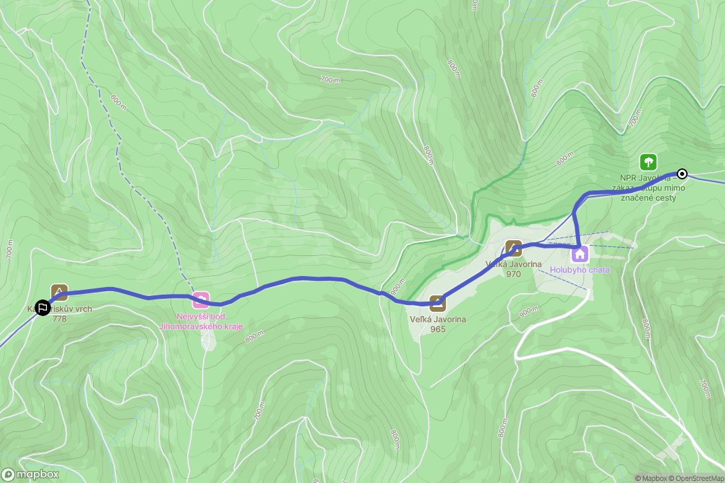 Strání: mapa trasy - Czechia