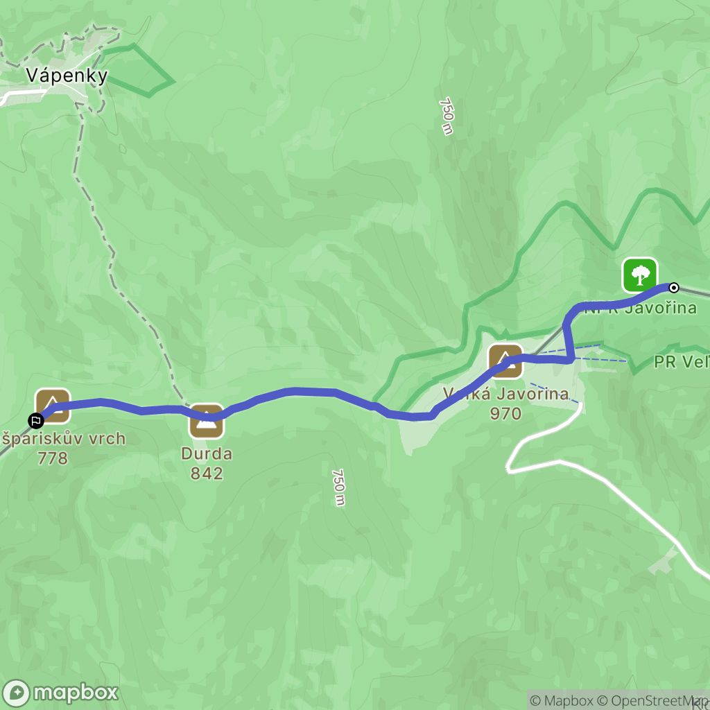 Strání: mapa trasy - Czechia