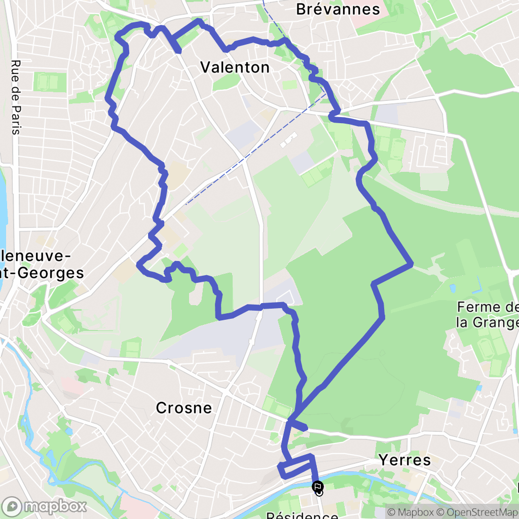 Yerres : carte du parcours de randonnée - France