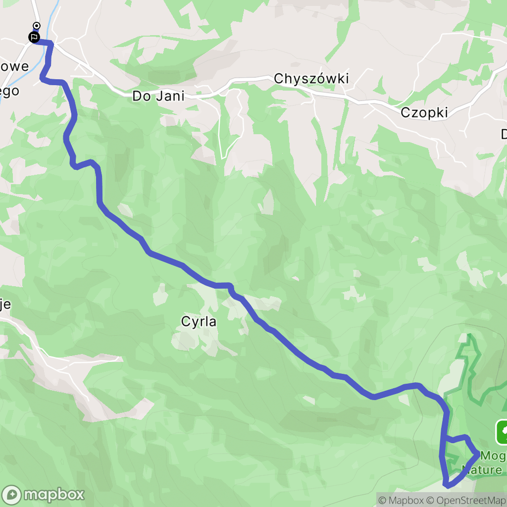 Chyszówki: mapa trasy - Poland