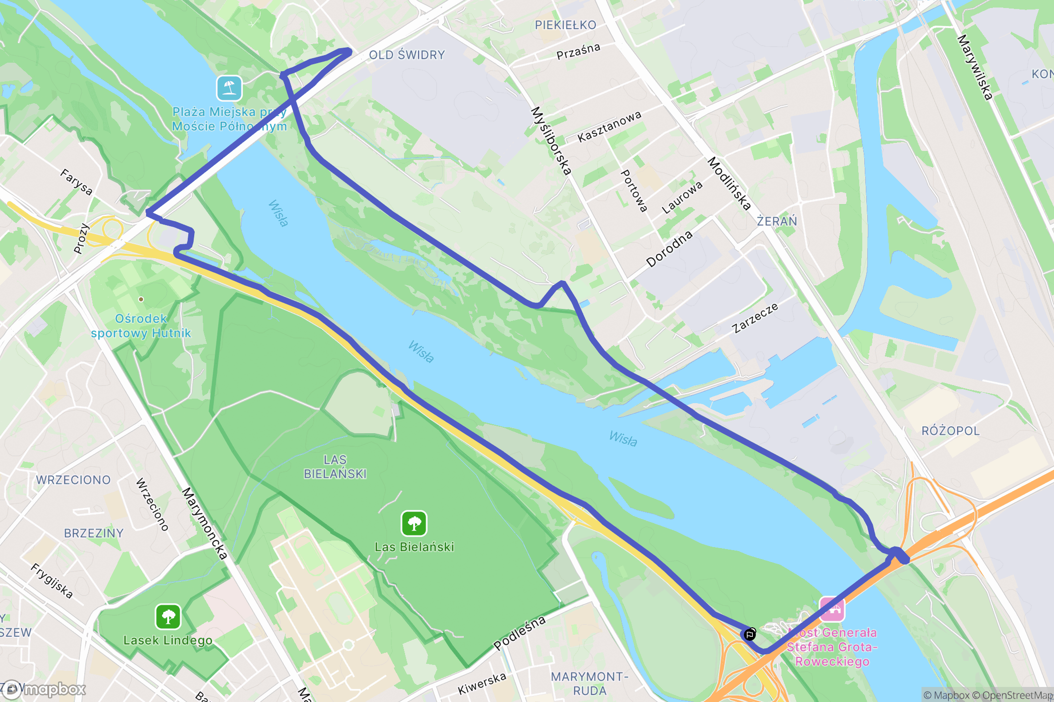 Warsaw: mapa trasy - Poland