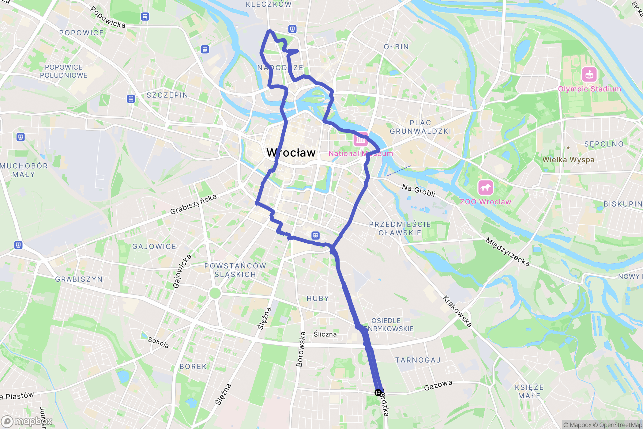Wrocław: mapa trasy - Poland