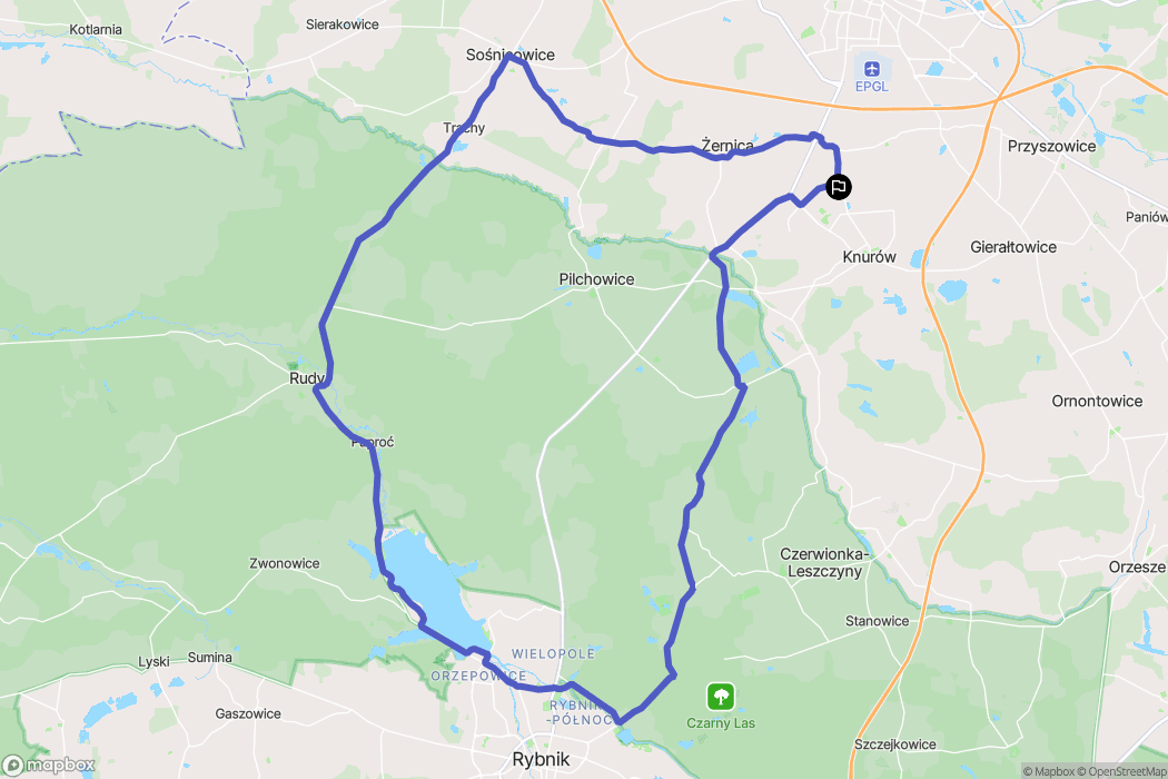 Knurów: mapa trasy - Poland