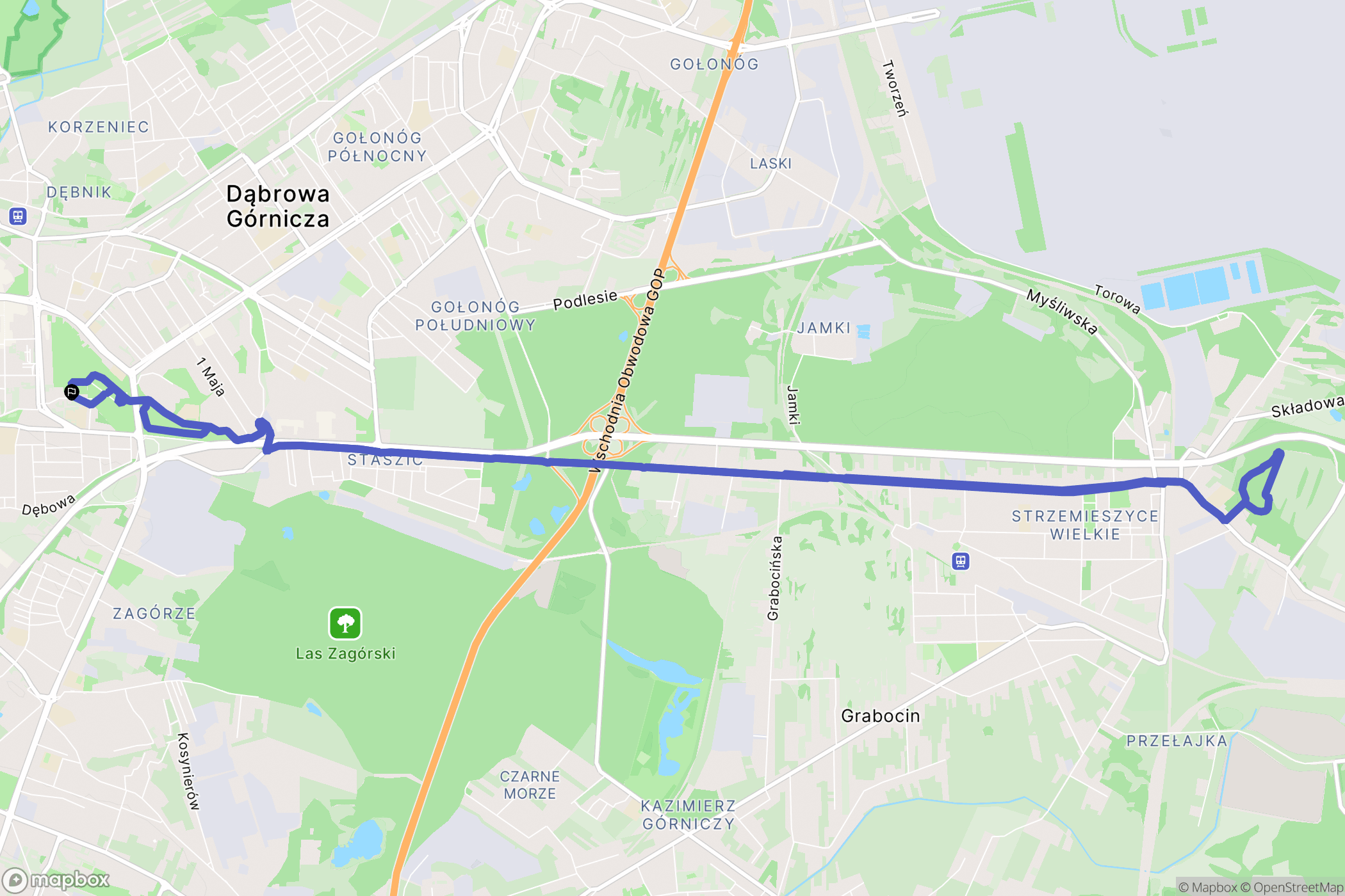 Dąbrowa Górnicza: mapa trasy - Poland