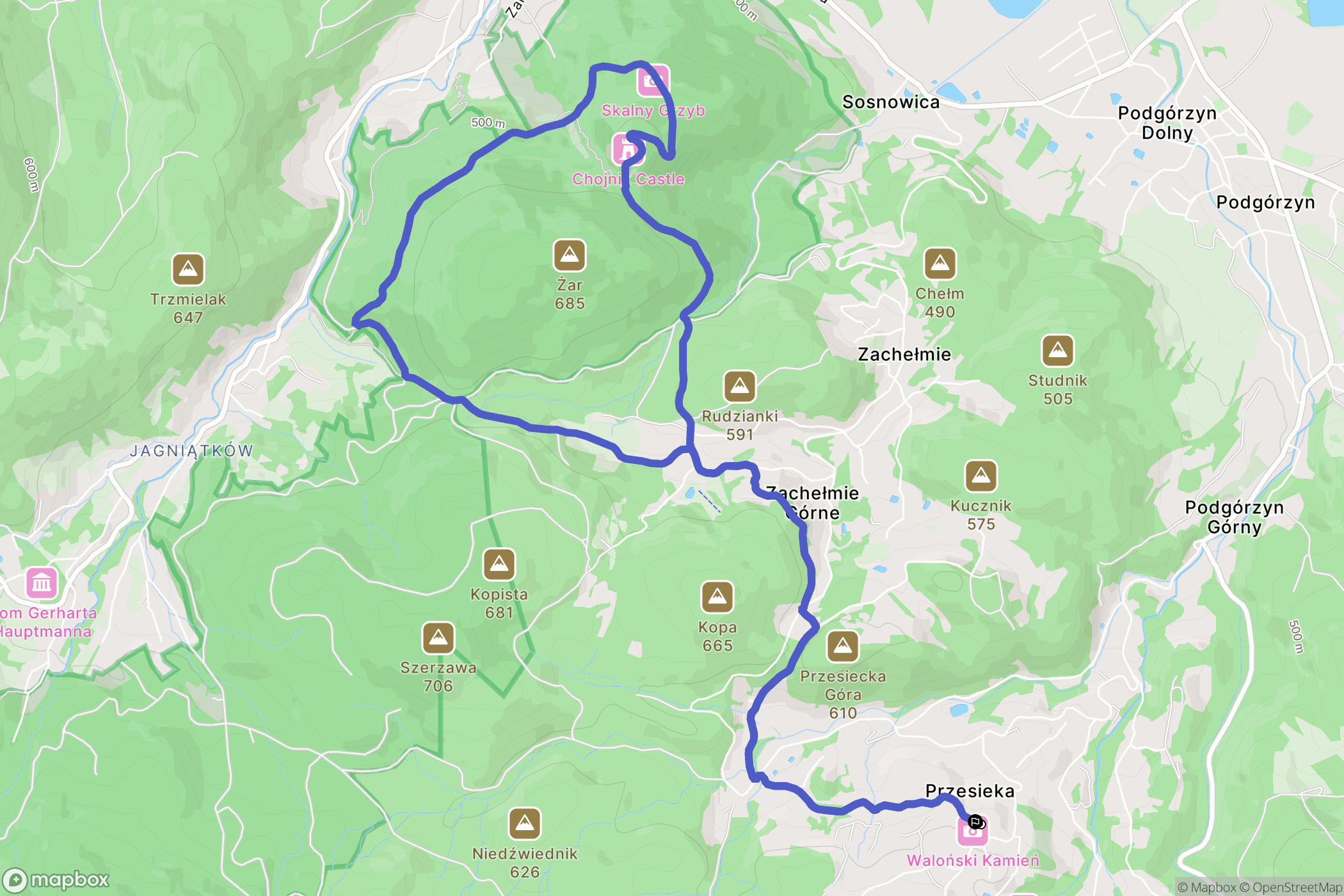 Przesieka: mapa trasy - Poland
