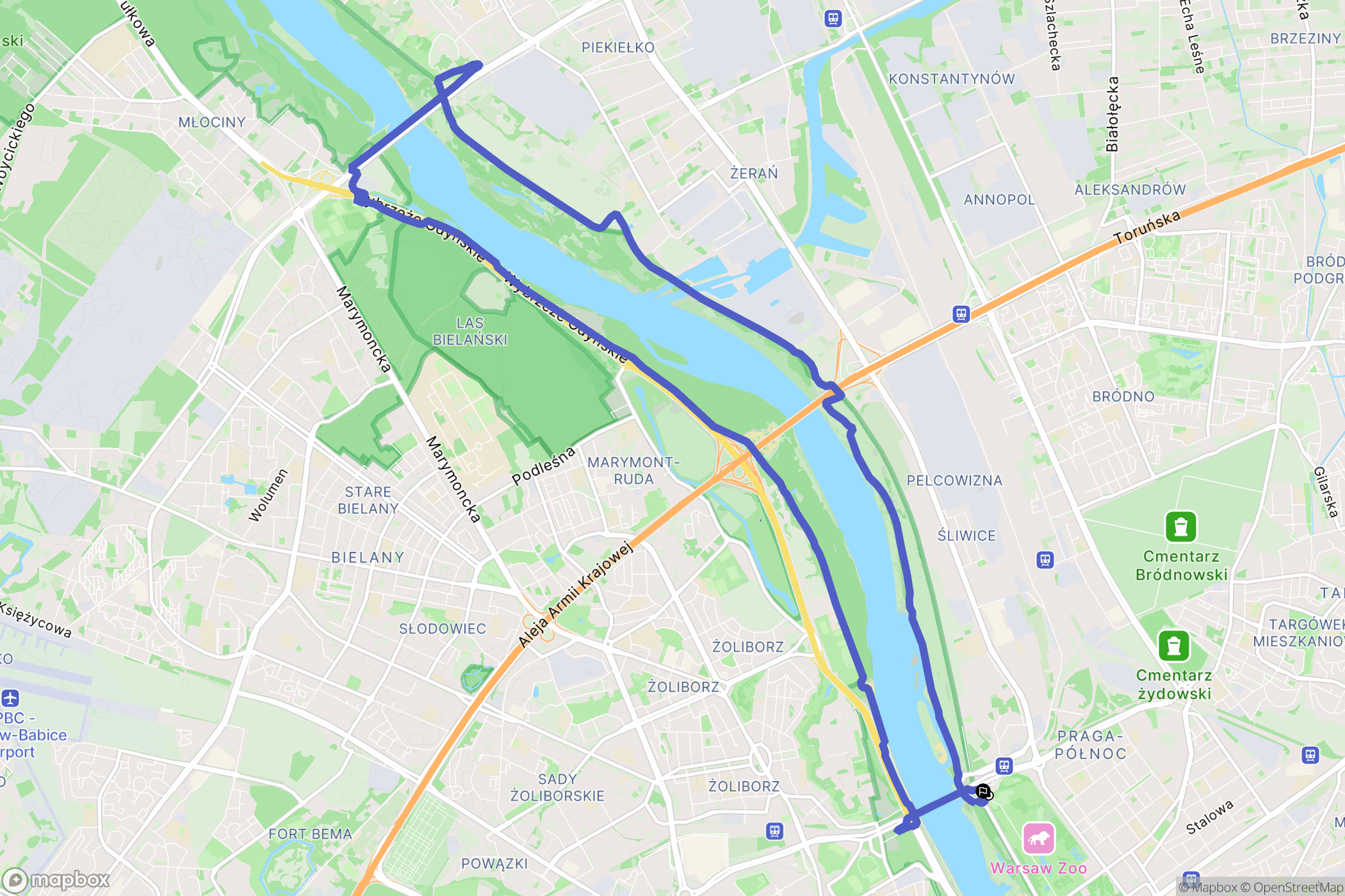 Warszawa: mapa trasy - Poland
