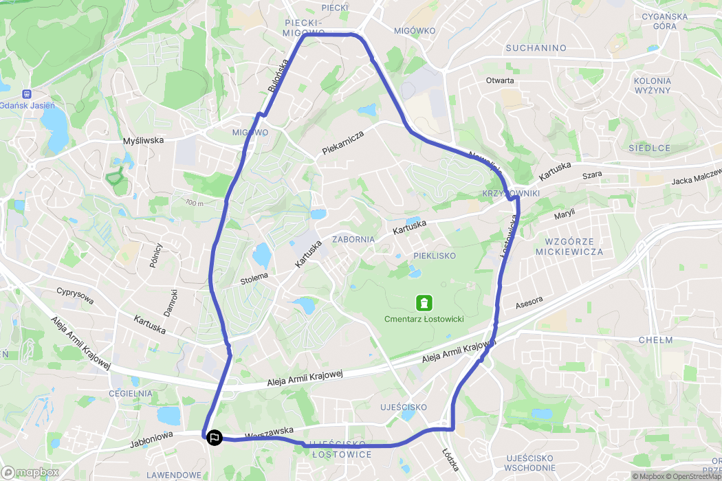 Gdańsk: mapa trasy - Poland