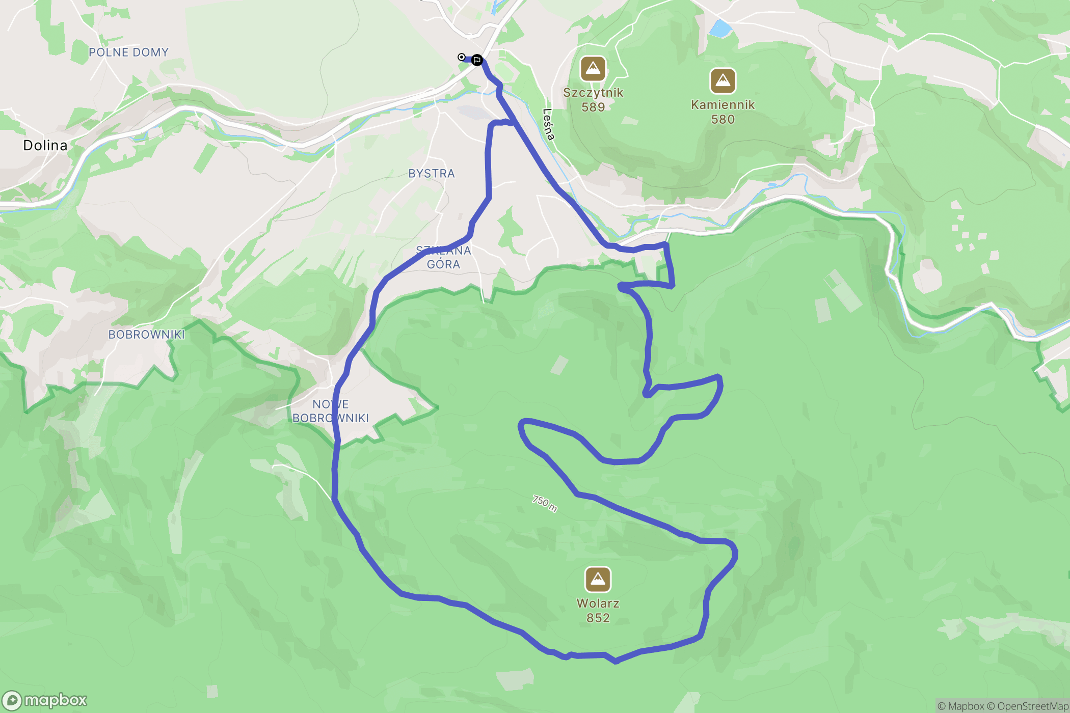 Szczytna: mapa trasy - Poland
