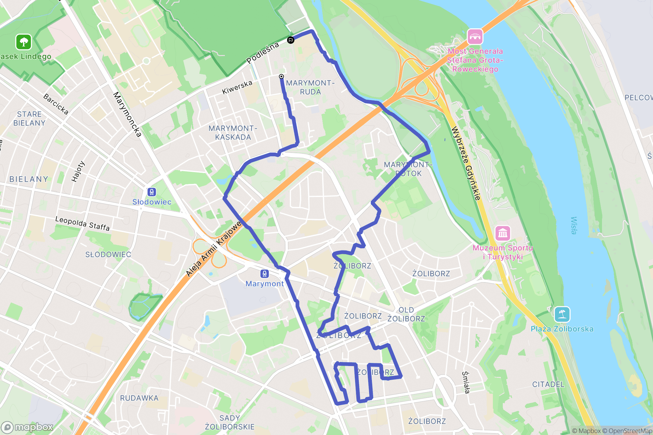 Warszawa: mapa trasy - Poland