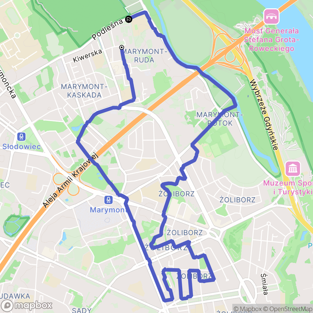 Warszawa: mapa trasy - Poland