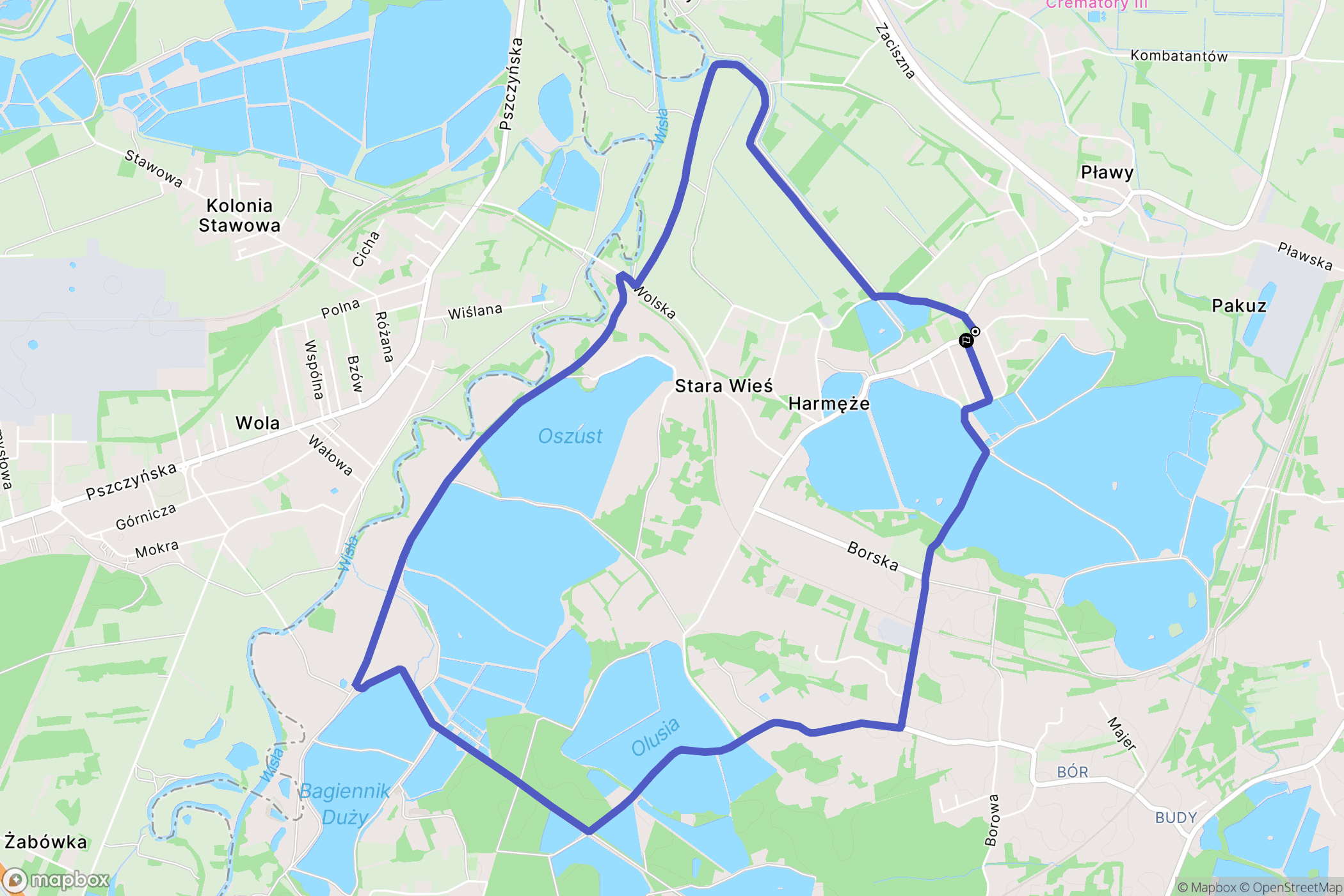 Harmęże: mapa trasy - Poland