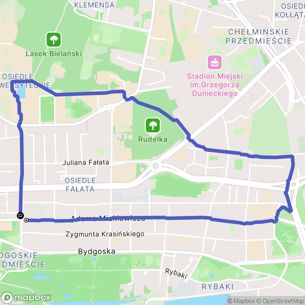 Toruń: mapa trasy - Poland